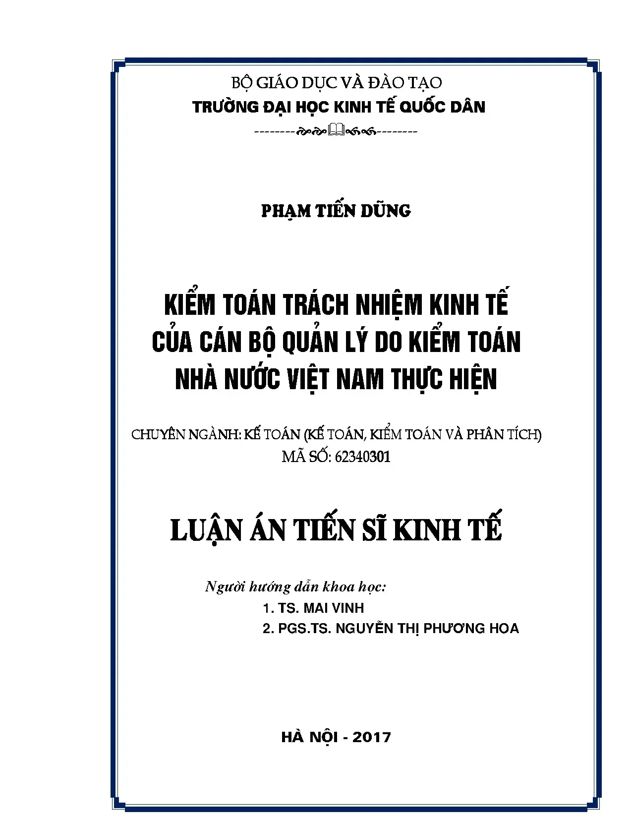 Kiểm toán trách nhiệm kinh tế của cán bộ quản lý do kiểm toá