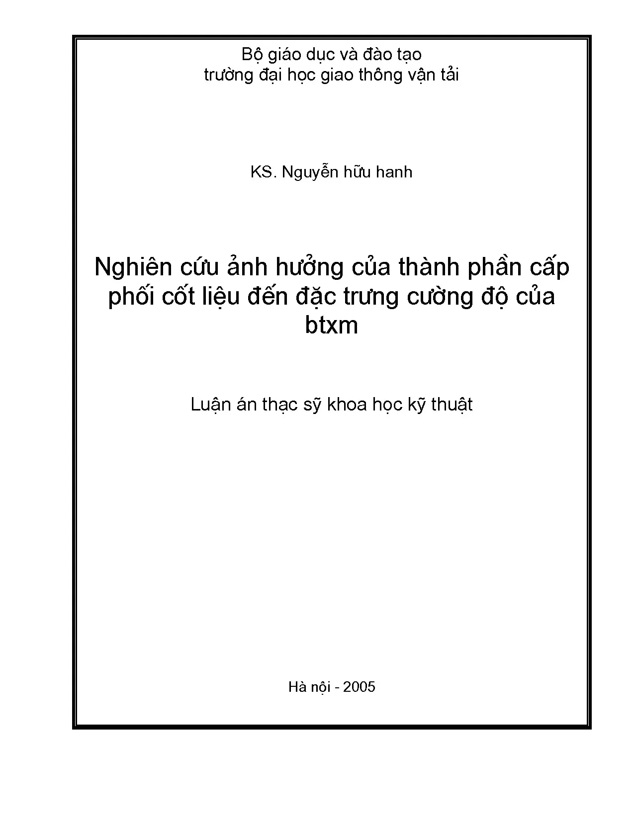 Nghiên cứu ảnh hưởng cấp phối cốt liệu đến cường độ bê tông xi măng