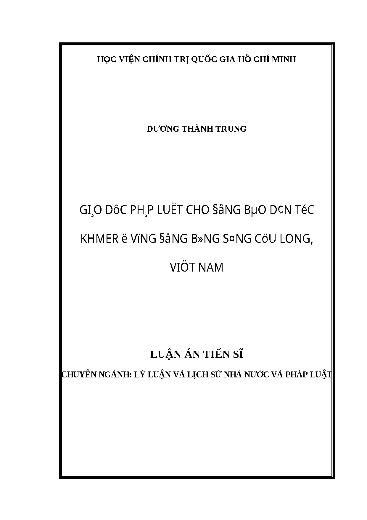 Luận án giáo dục pháp luật cho đồng bào dân tộc khmer ở vùng