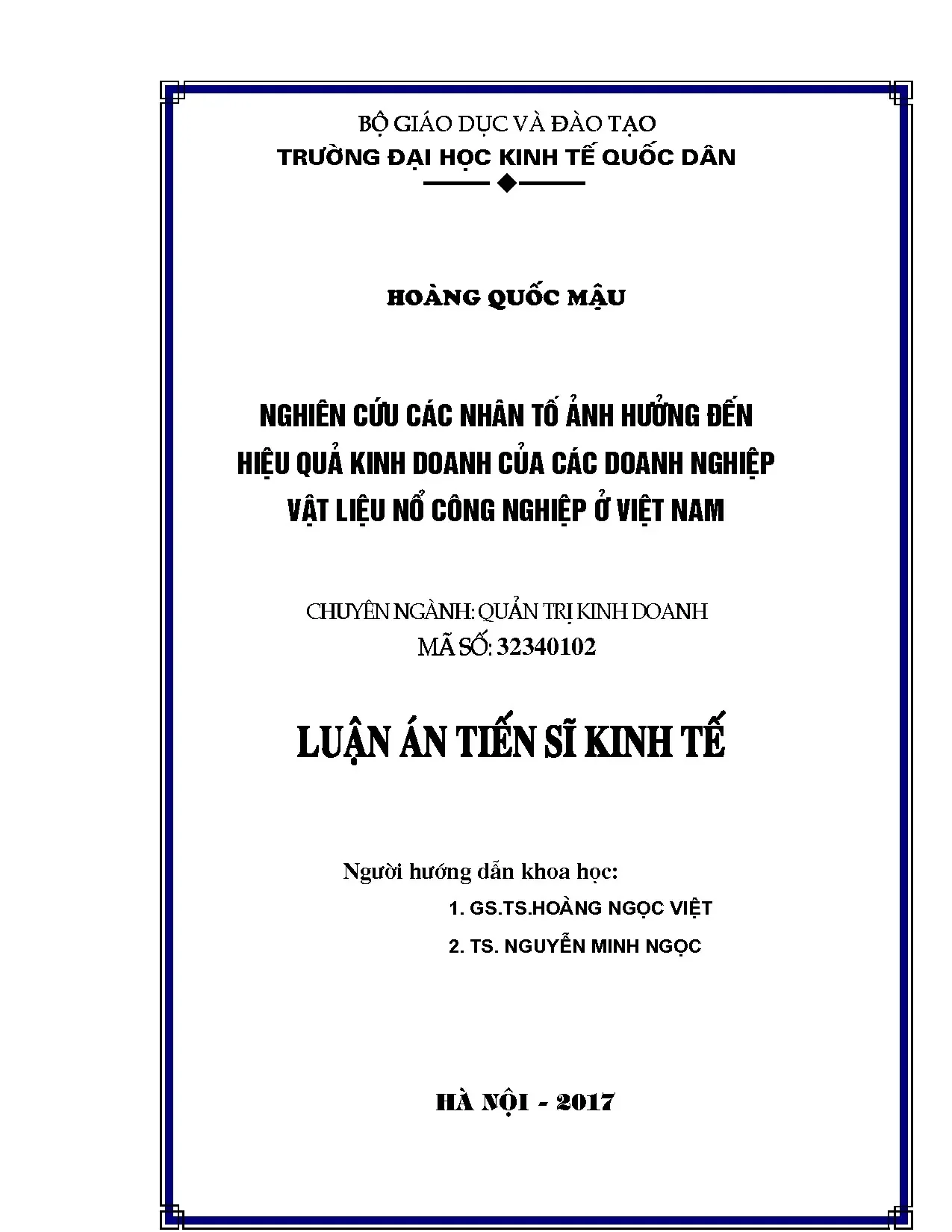 Nghiên cứu các nhân tố ảnh hưởng đến hiệu quả kinh doanh của