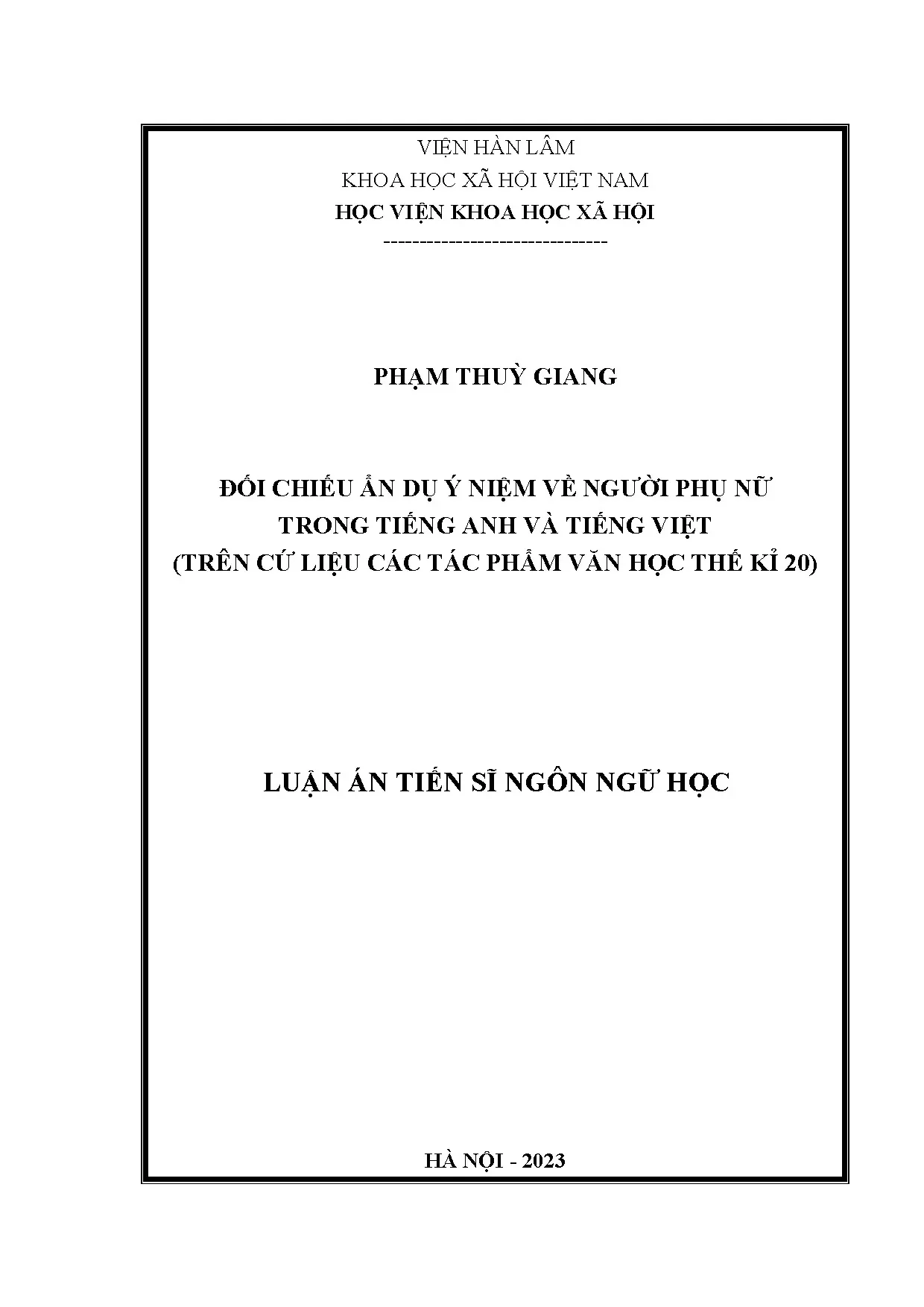 Đối chiếu ẩn dụ ý niệm về người phụ nữ trong tiếng Anh và tiếng Việt