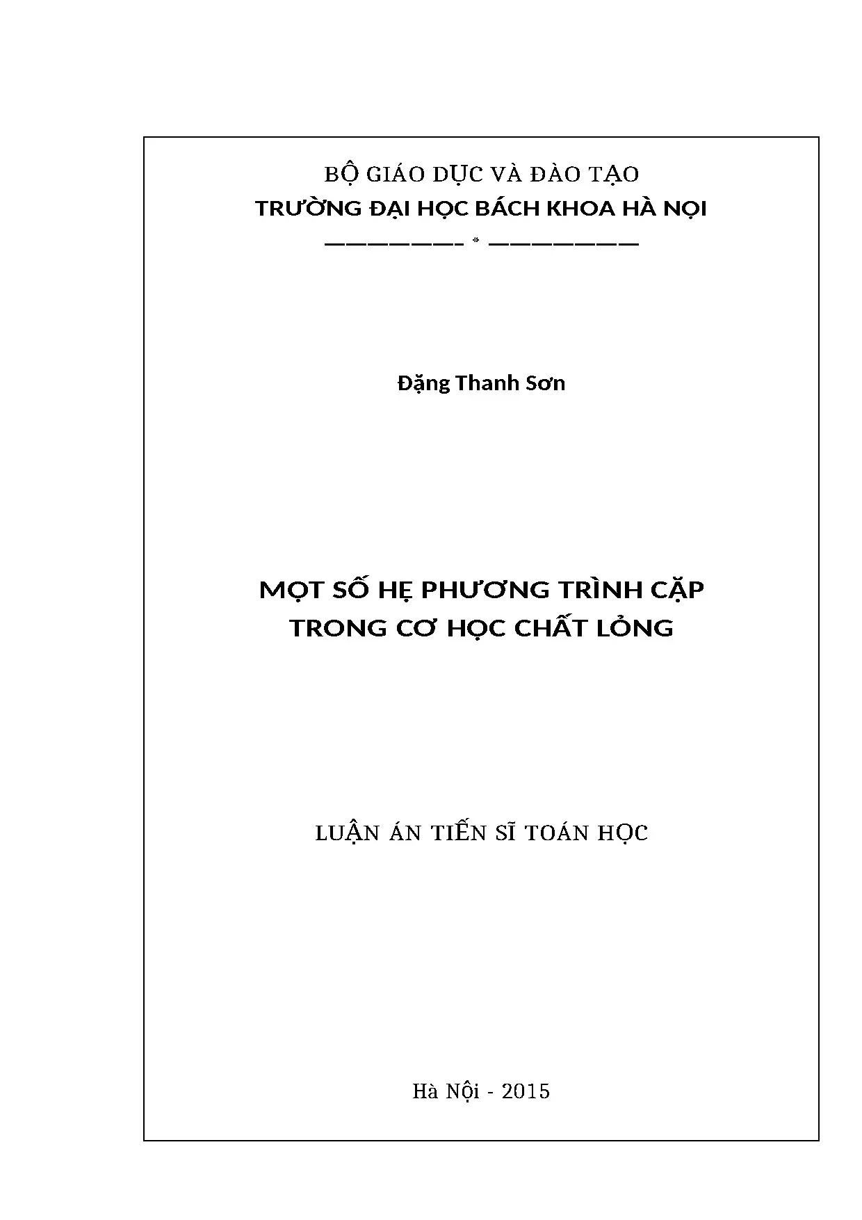 Hệ phương trình cặp trong cơ học chất lỏng