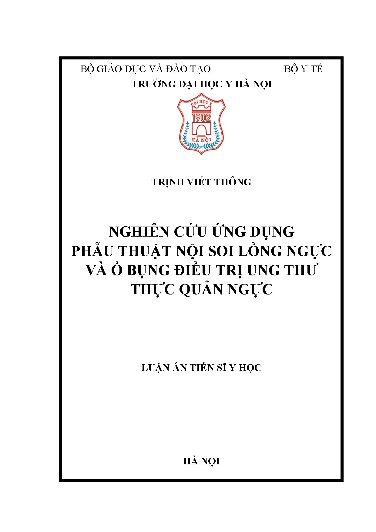 PTNS điều trị ung thư thực quản ngực: Luận án TS