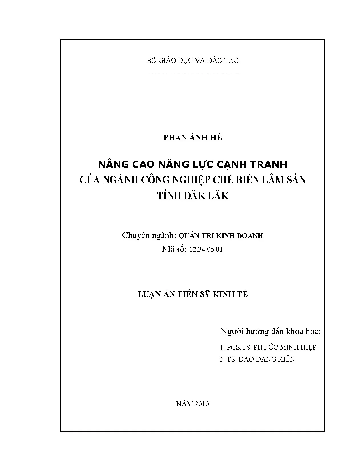Luận văn nâng cao năng lực cạnh tranh của ngành công nghiệp