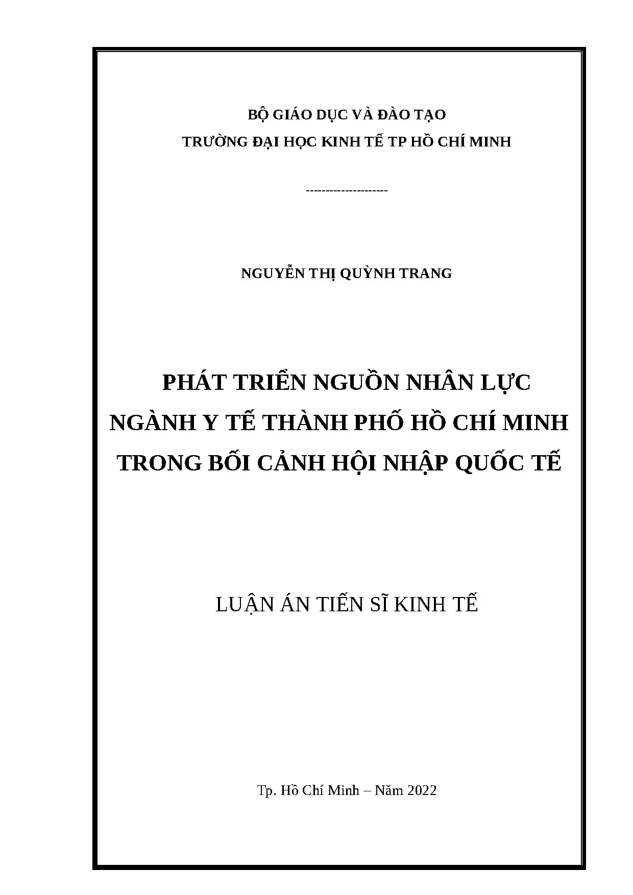 Phát triển NNL Y tế TP.HCM hội nhập quốc tế