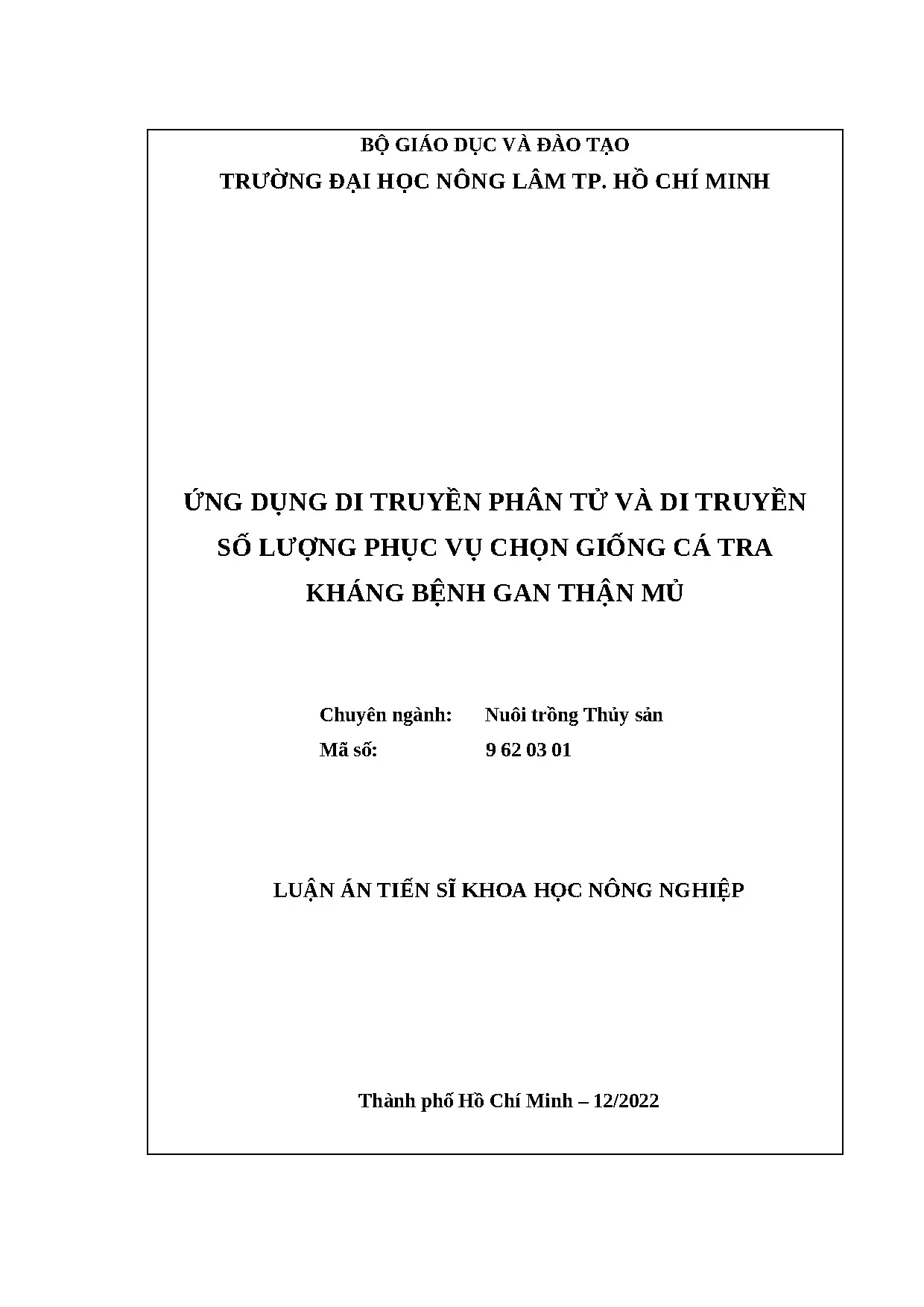 Chọn giống cá tra kháng bệnh gan thận mủ bằng di truyền