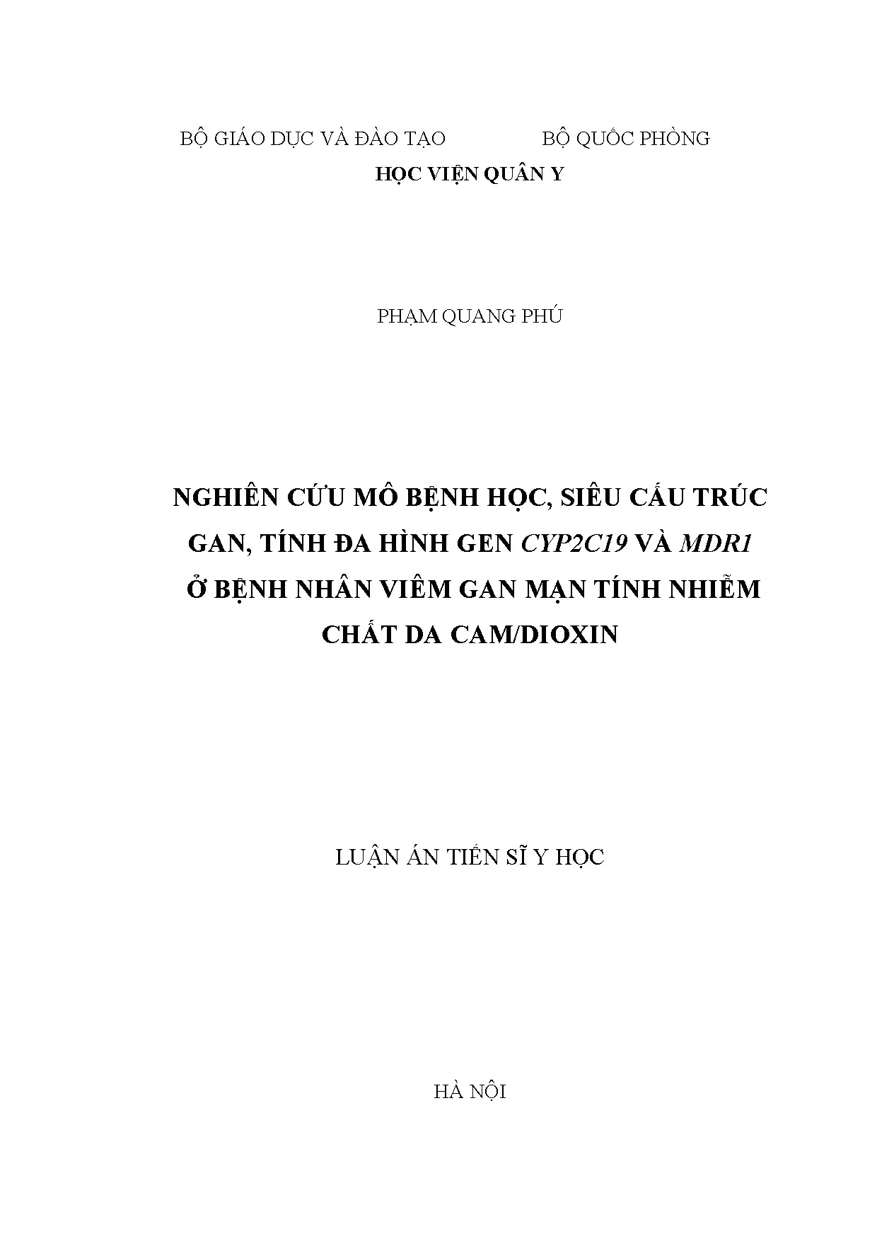 Nghiên cứu mô bệnh học gan ở bệnh nhân nhiễm dioxin nhiễm chất da cam
