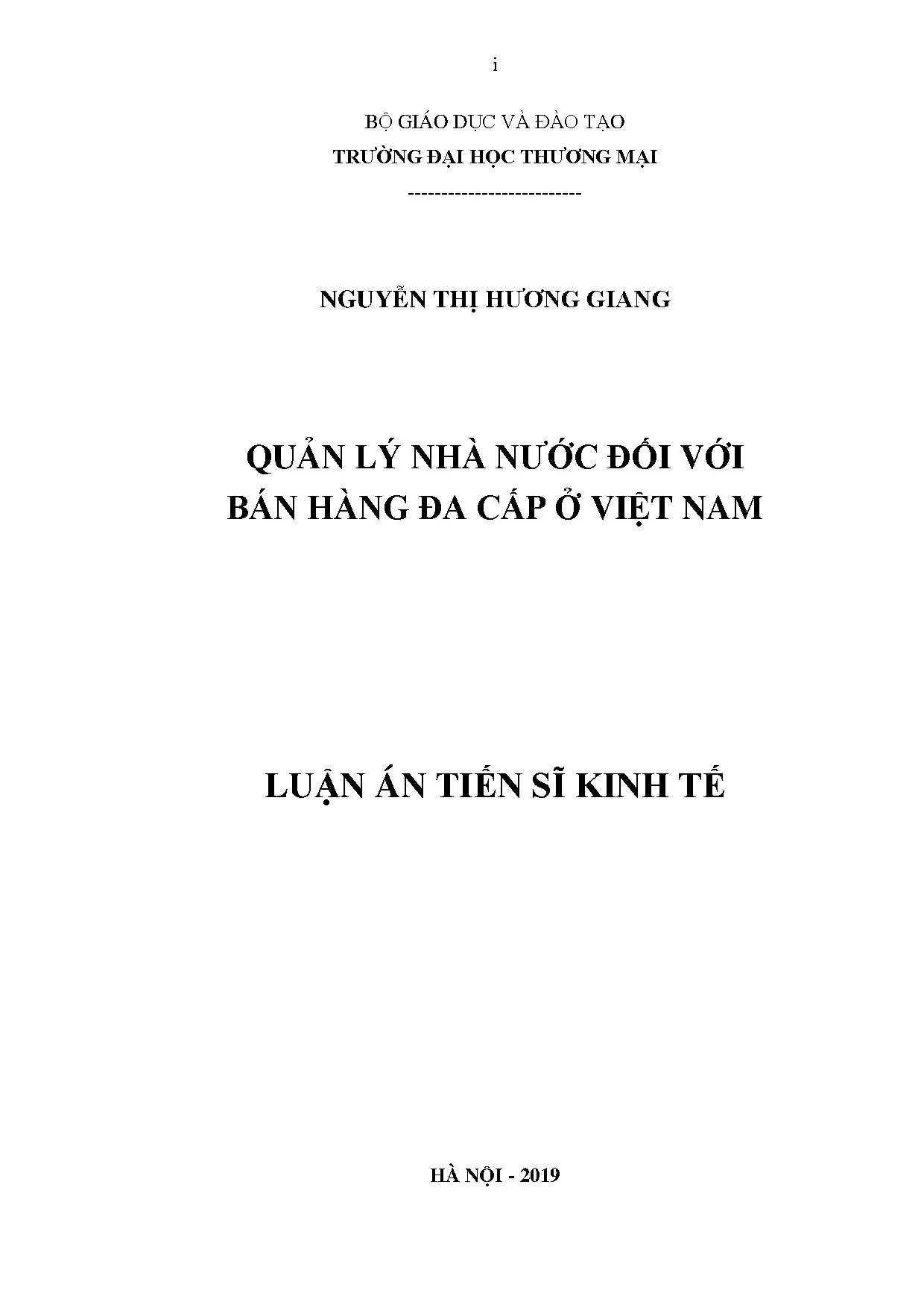Luận án tiến sỹ kinh t quản lý nhà nước đối với bán hàng đa