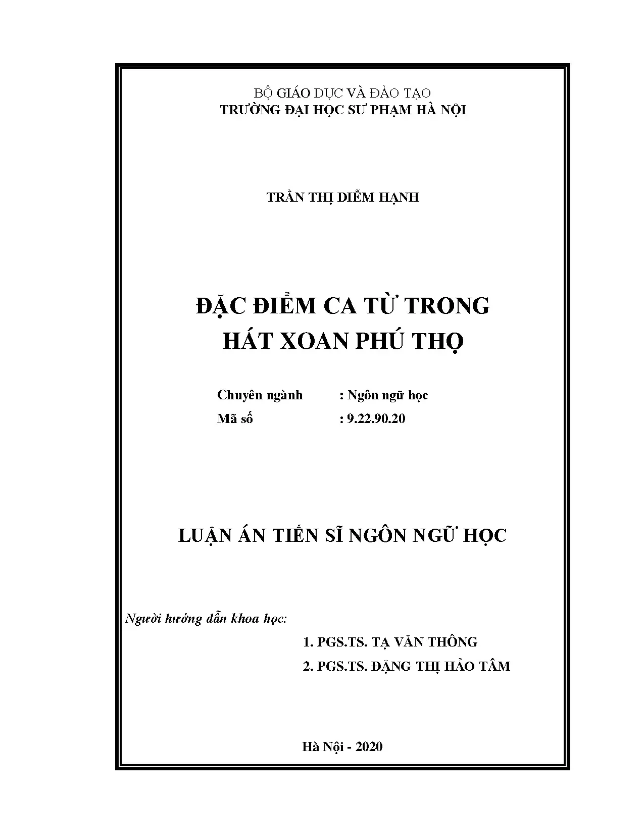 Luận án tiến sĩ ngôn ngữ học đặc điểm ca từ trong hát xoan p