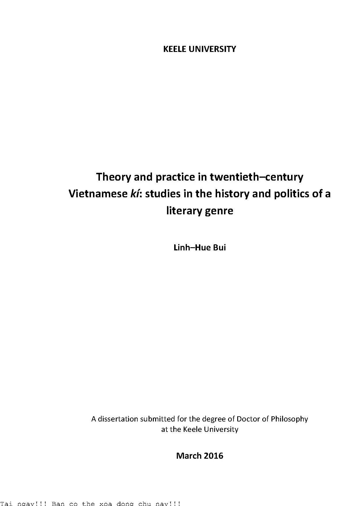Theory and practice in twentieth century vietnamese kí stud