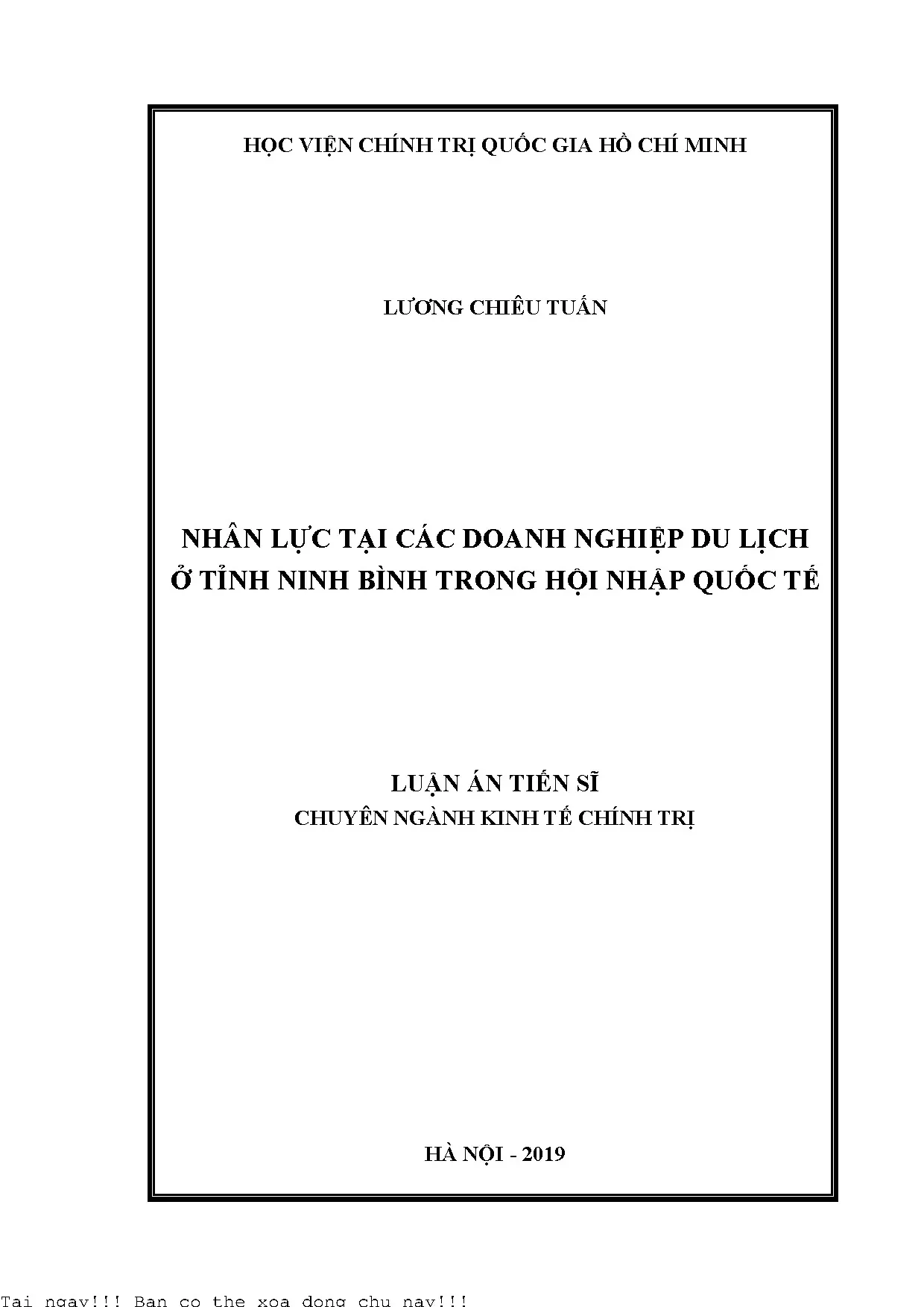 Nhân lực tại các doanh nghiệp du lịch ở tỉnh ninh bình trong