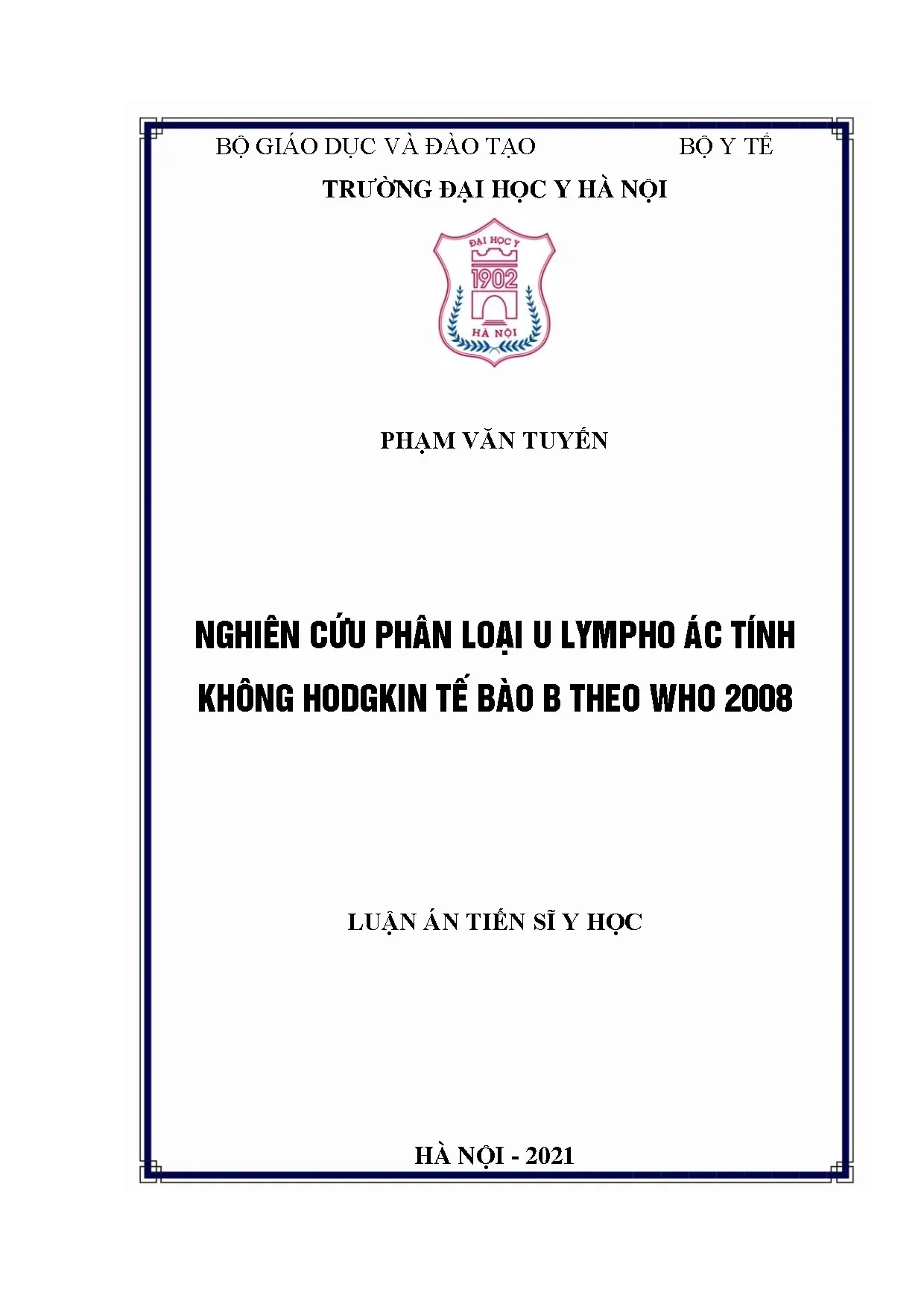 Nghiên cứu phân loại u lympho ác tính không Hodgkin tế bào B theo WHO 2008