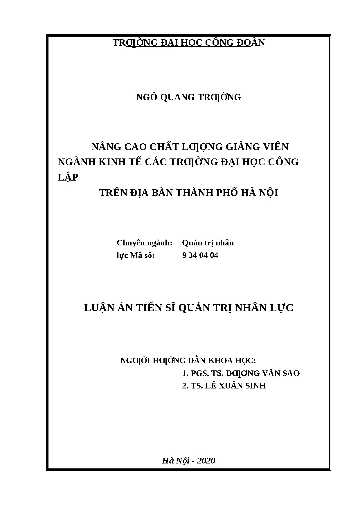 Luận án nâng cao chất lƣợng giảng viên ngành kinh tế các trƣ