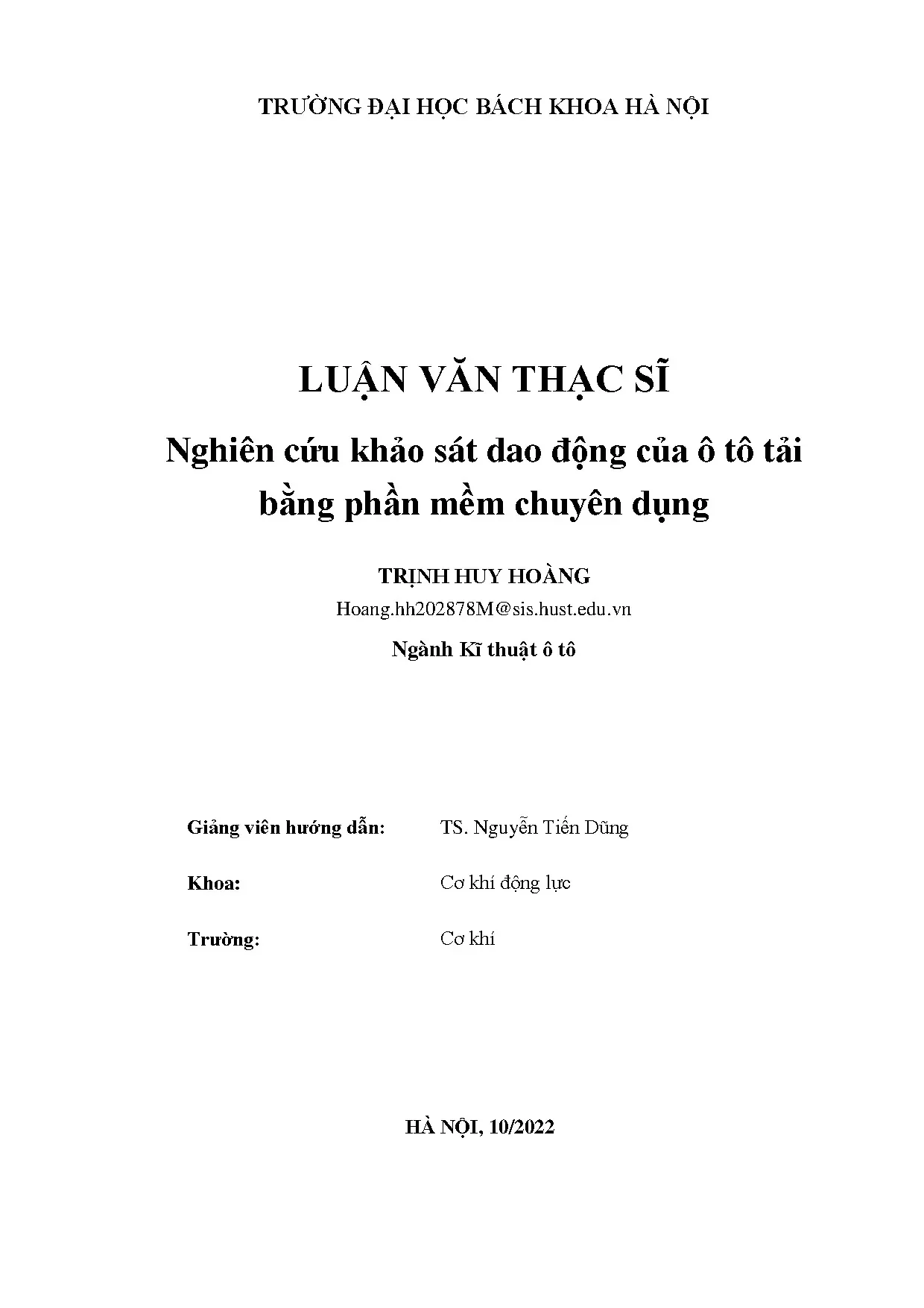 Nghiên cứu khảo sát dao động của ô tô tải bằng phần mềm chuy