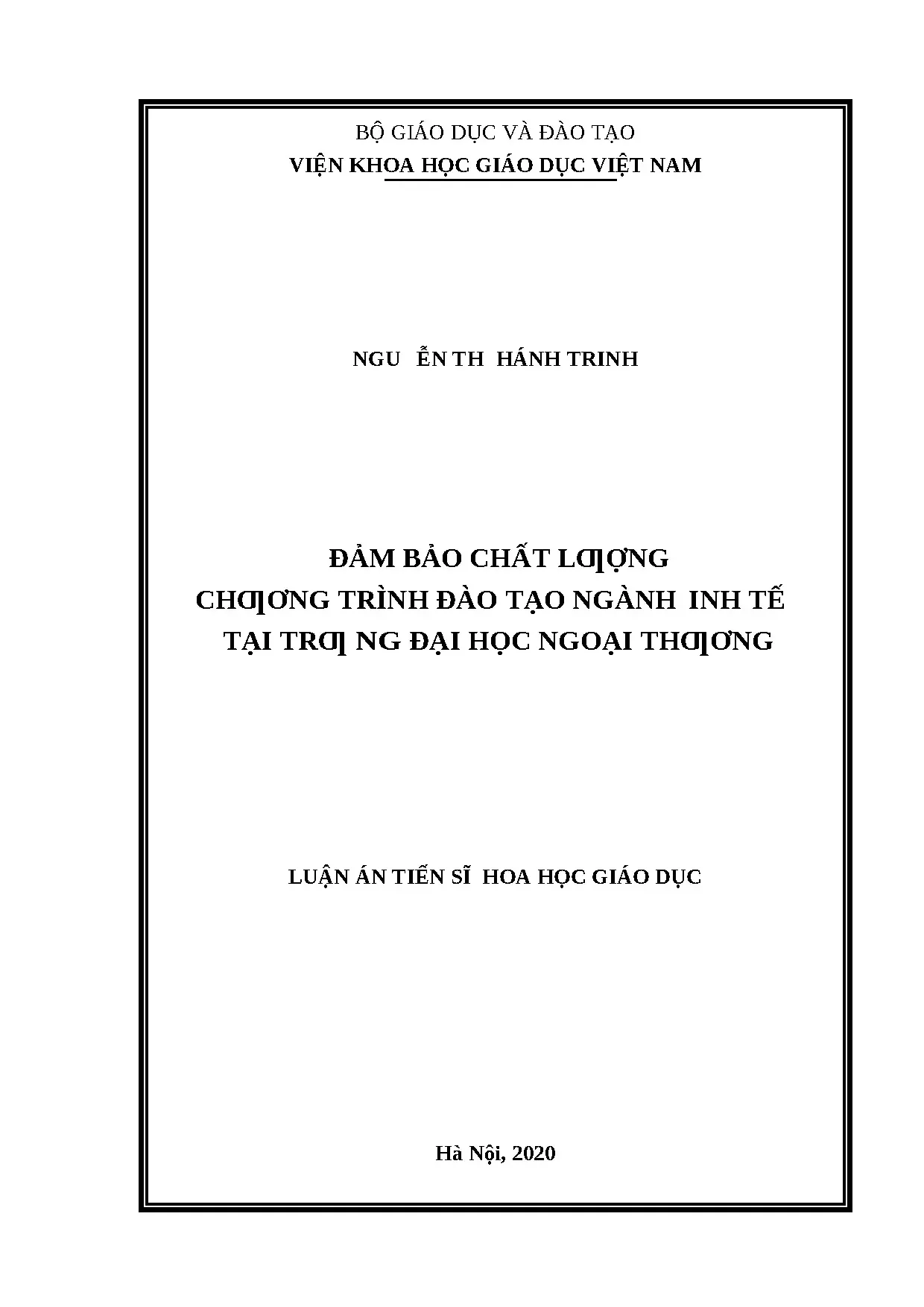 Đảm bảo chất lượng đào tạo ngành Kinh tế - Đại học Ngoại thương