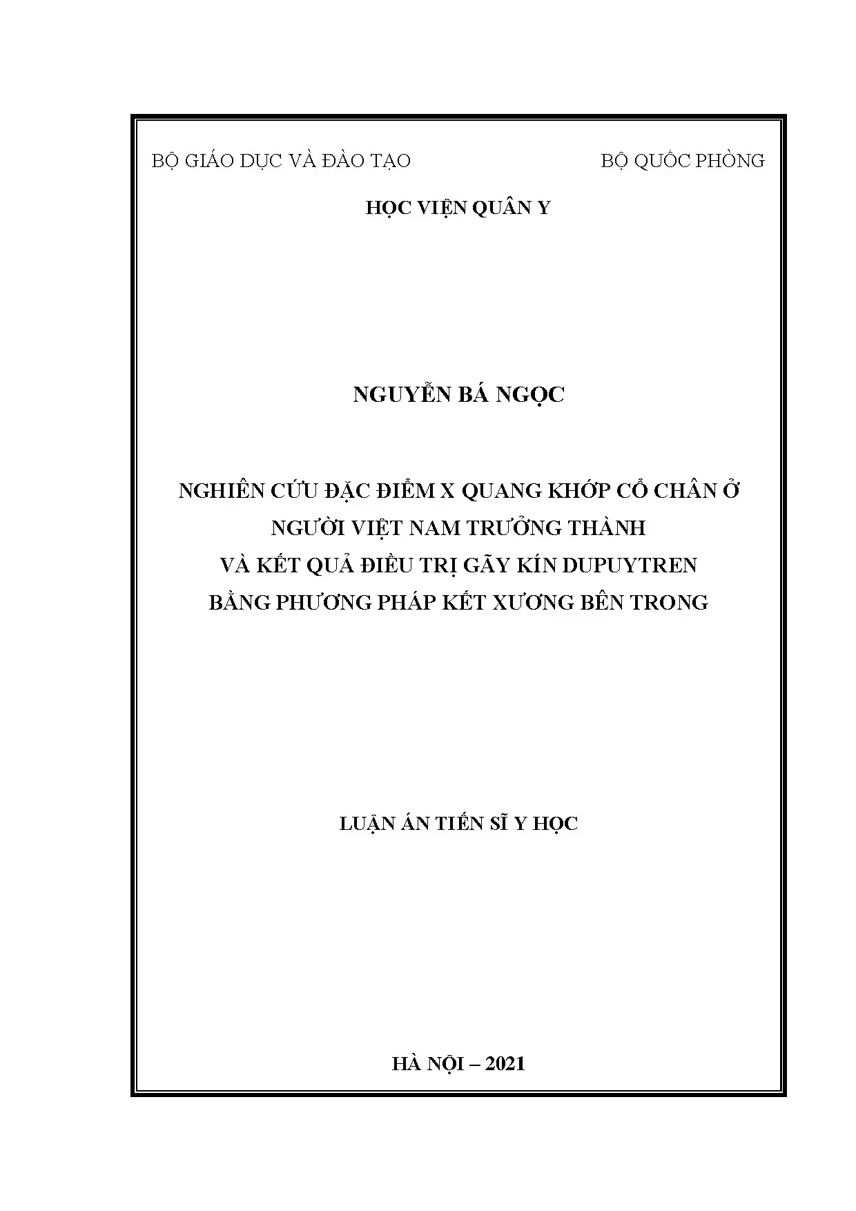 Nghiên cứu đặc điểm x quang khớp cổ chân ở người việt nam tr