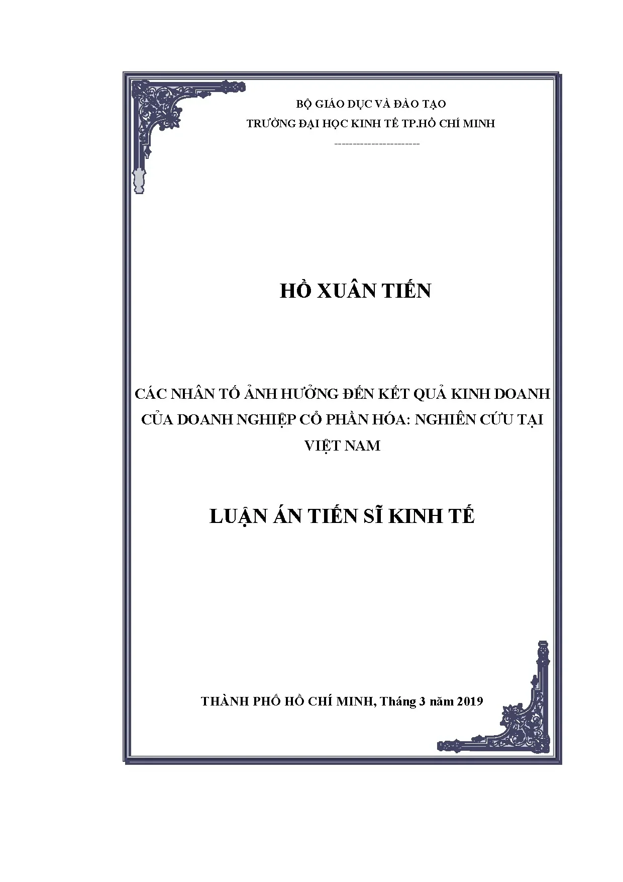 Luận án ts các nhân tố ảnh hưởng đến kết quả kinh doanh của