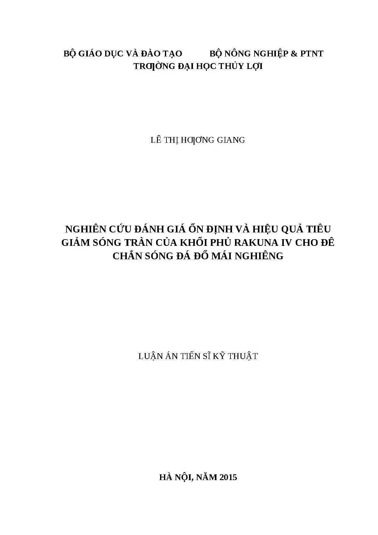 Nghiên cứu ổn định và giảm sóng tràn khối phủ Rakuna IV