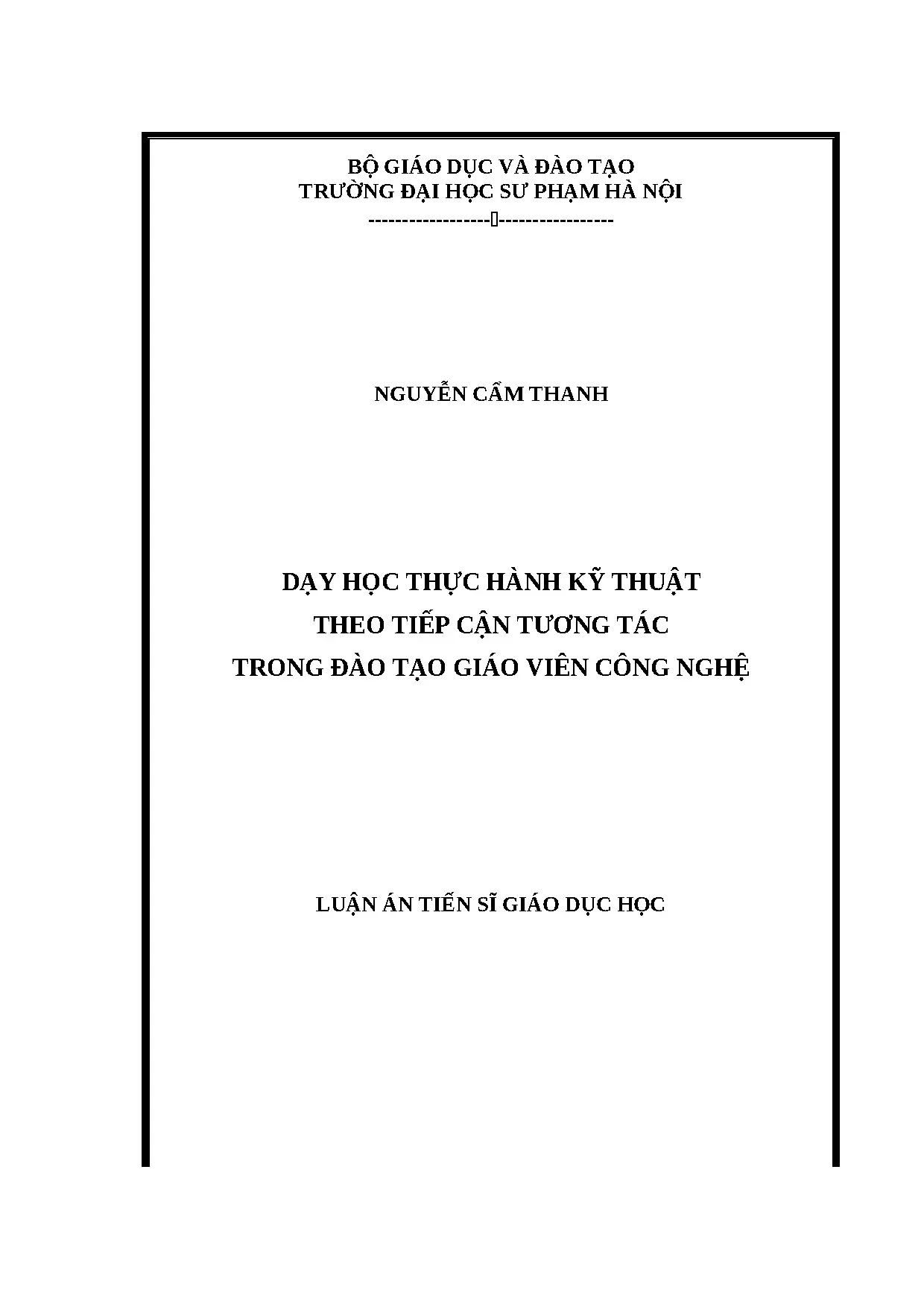 Dạy học thực hành kỹ thuật theo tiếp cận tương tác
