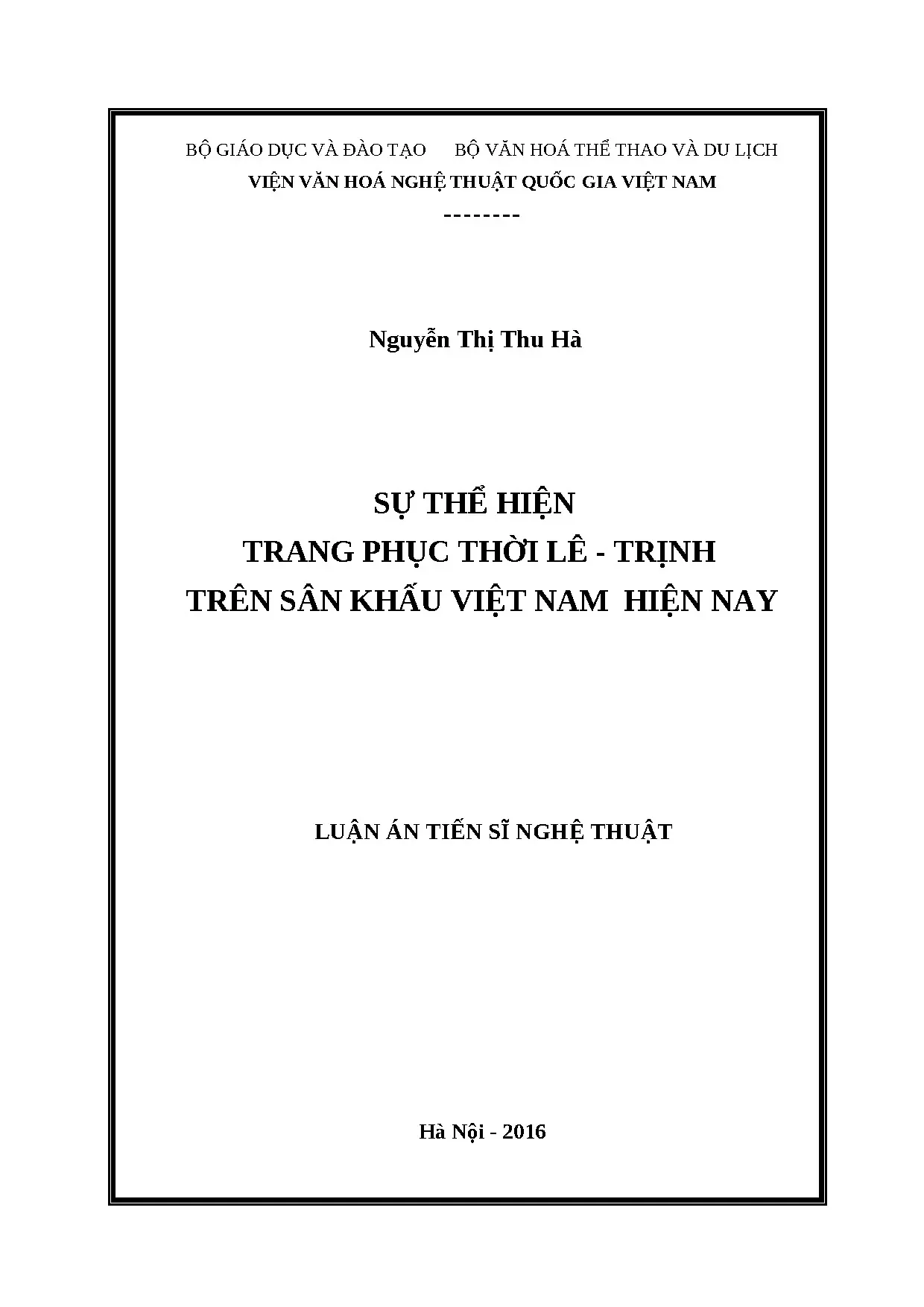 Luận án sự thể hiện trang phục thời lê trịnh