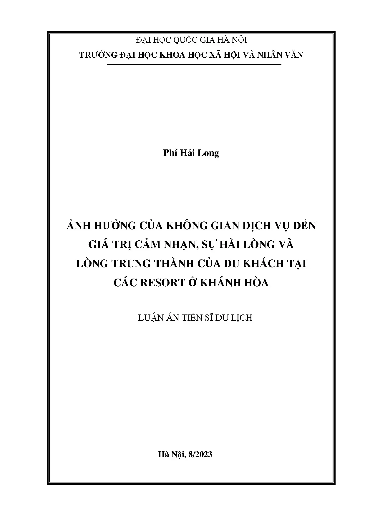 Mối quan hệ giữa không gian dịch vụ giá trị cảm nhận sự hài