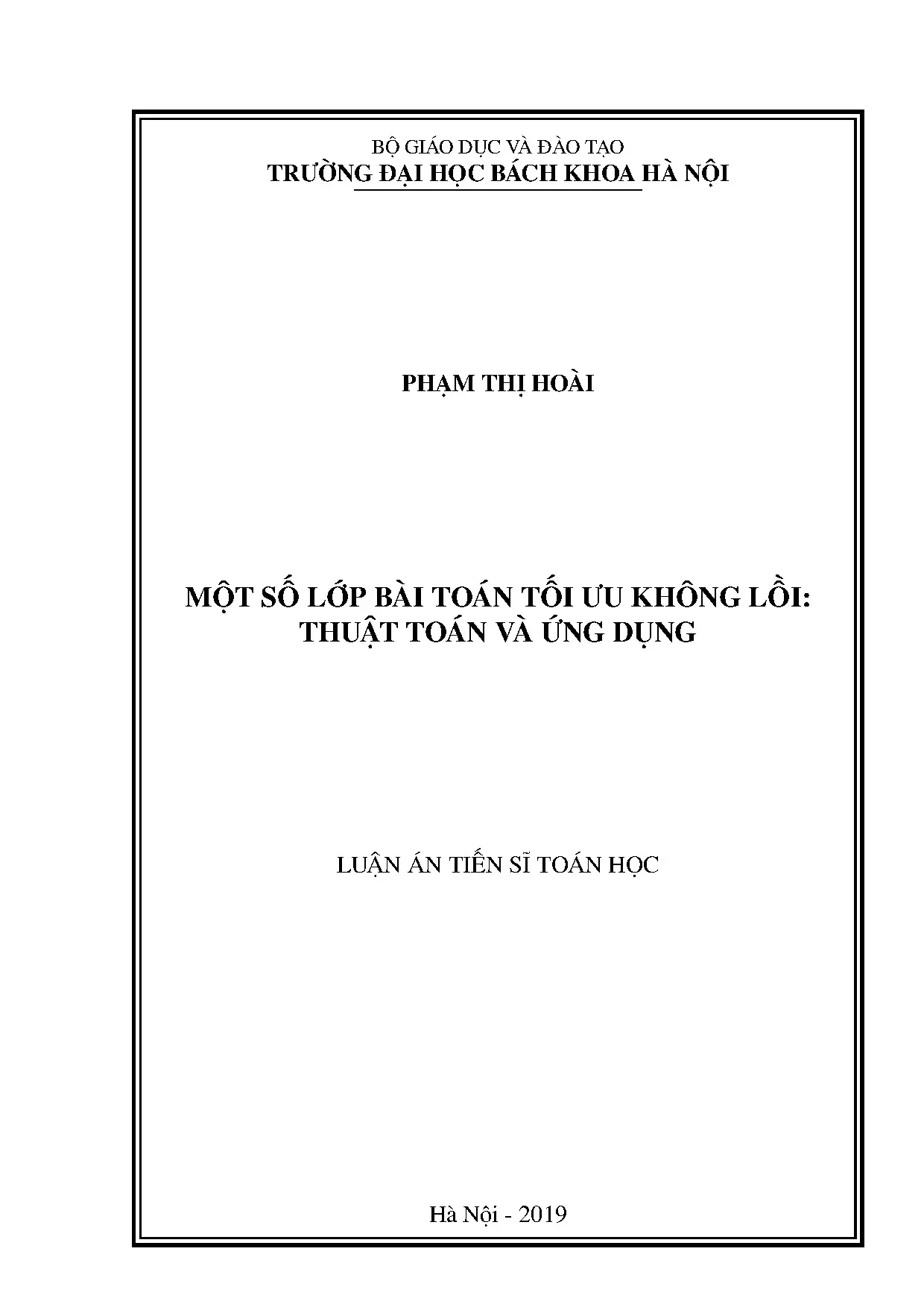 Luận án tiến sĩ một số lớp bài toán tối ưu không lồi thuật t
