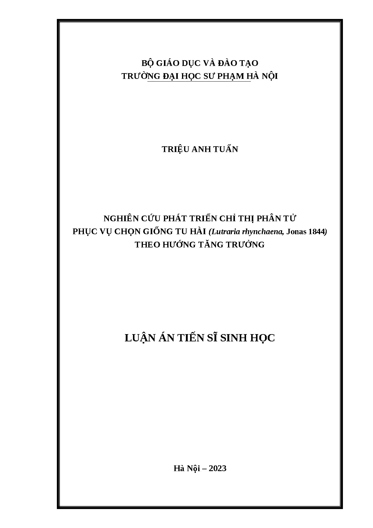 Luận án tiến sĩ nghiên cứu phát triển chỉ thị phân tử phục v