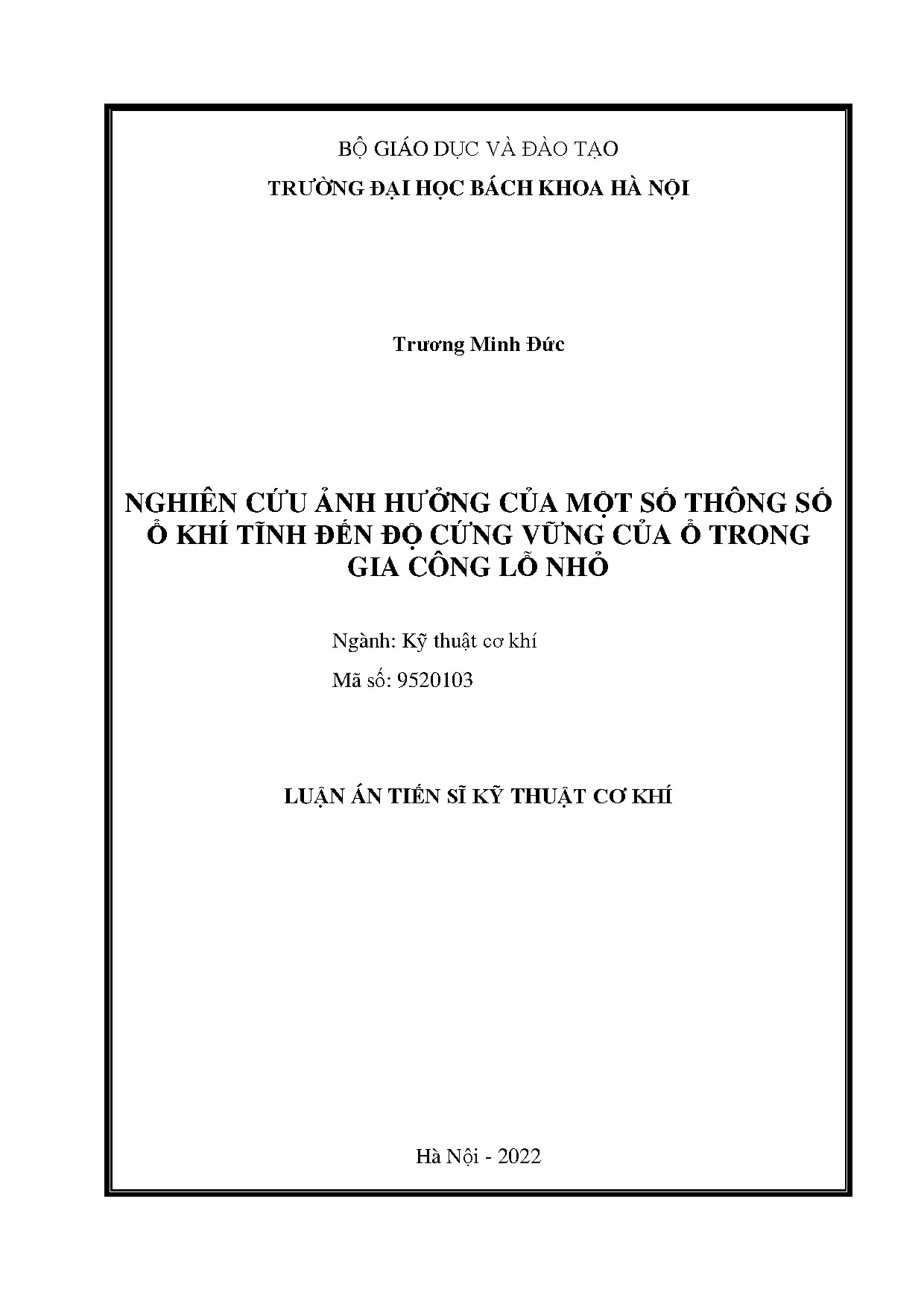 Nghiên cứu ảnh hưởng của một số thông số ổ khí tĩnh đến độ c