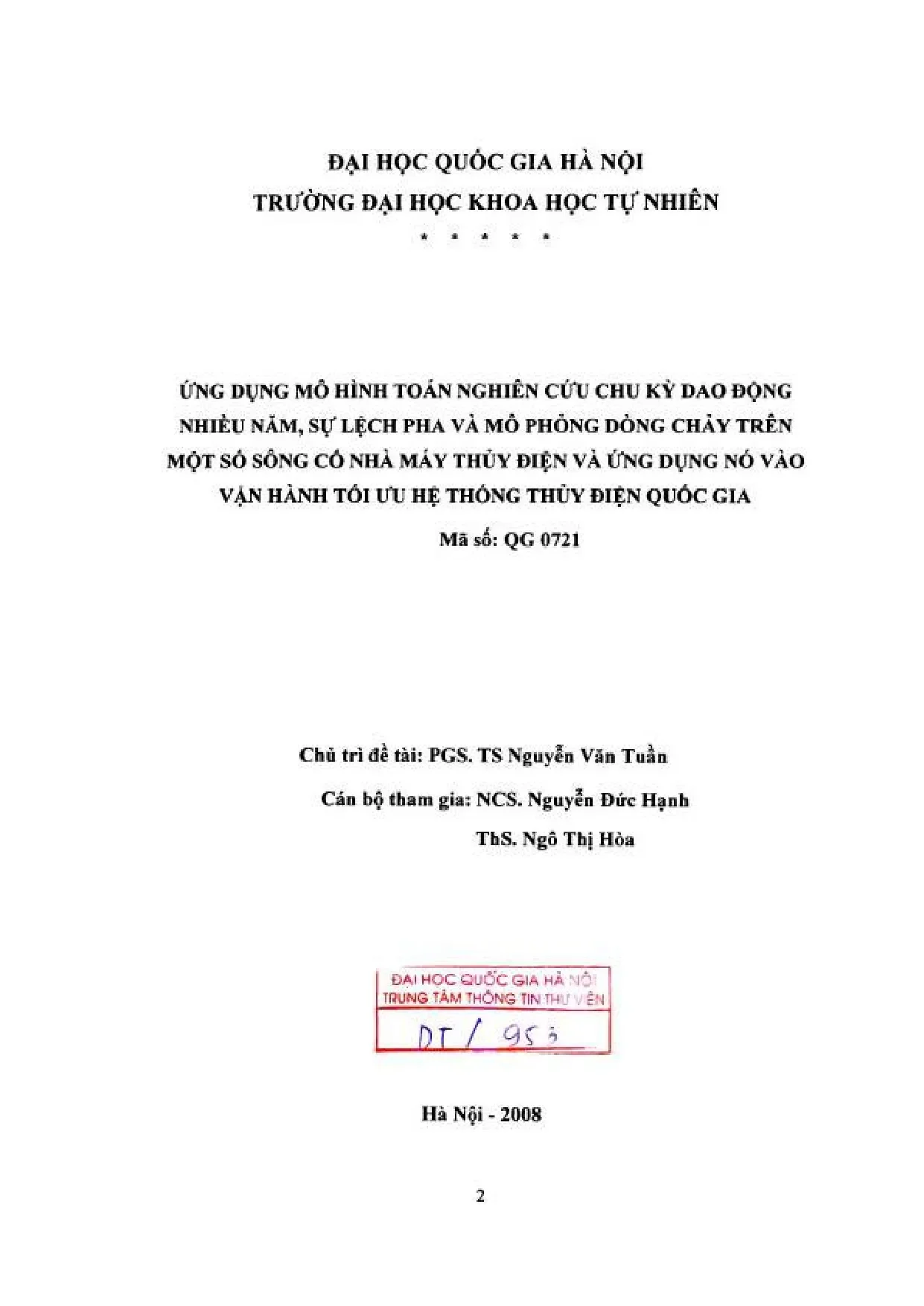 Ứng dụng mô hình toán nghiên cứu chu kỳ dao động nhiều năm s