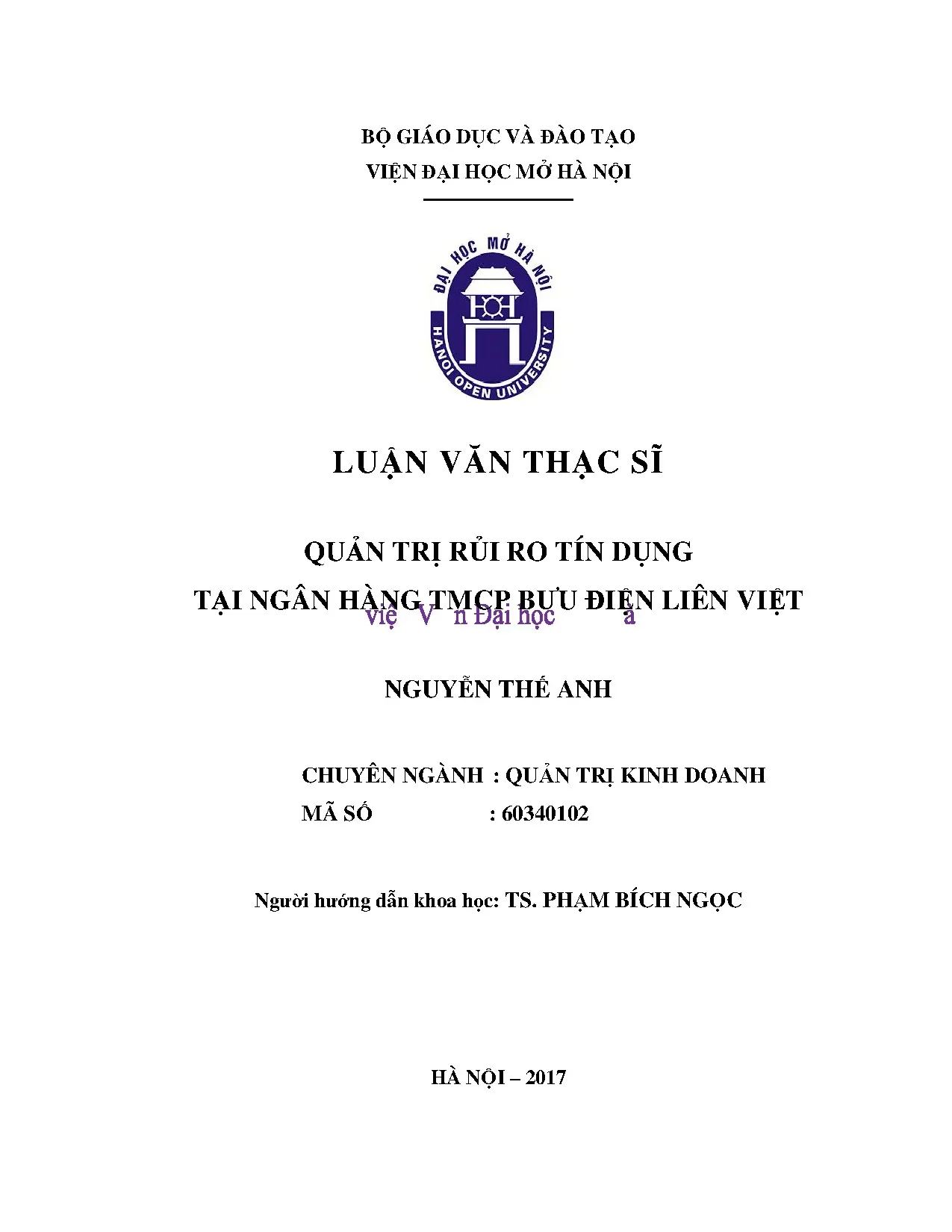 Quản trị rủi ro tín dụng tại ngân hàng tmcp bưu điện liên vi