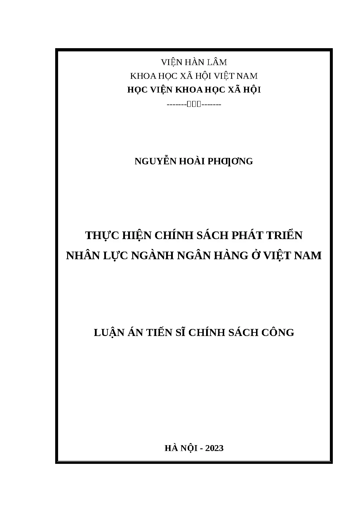 Chính sách phát triển nhân lực ngành ngân hàng Việt Nam