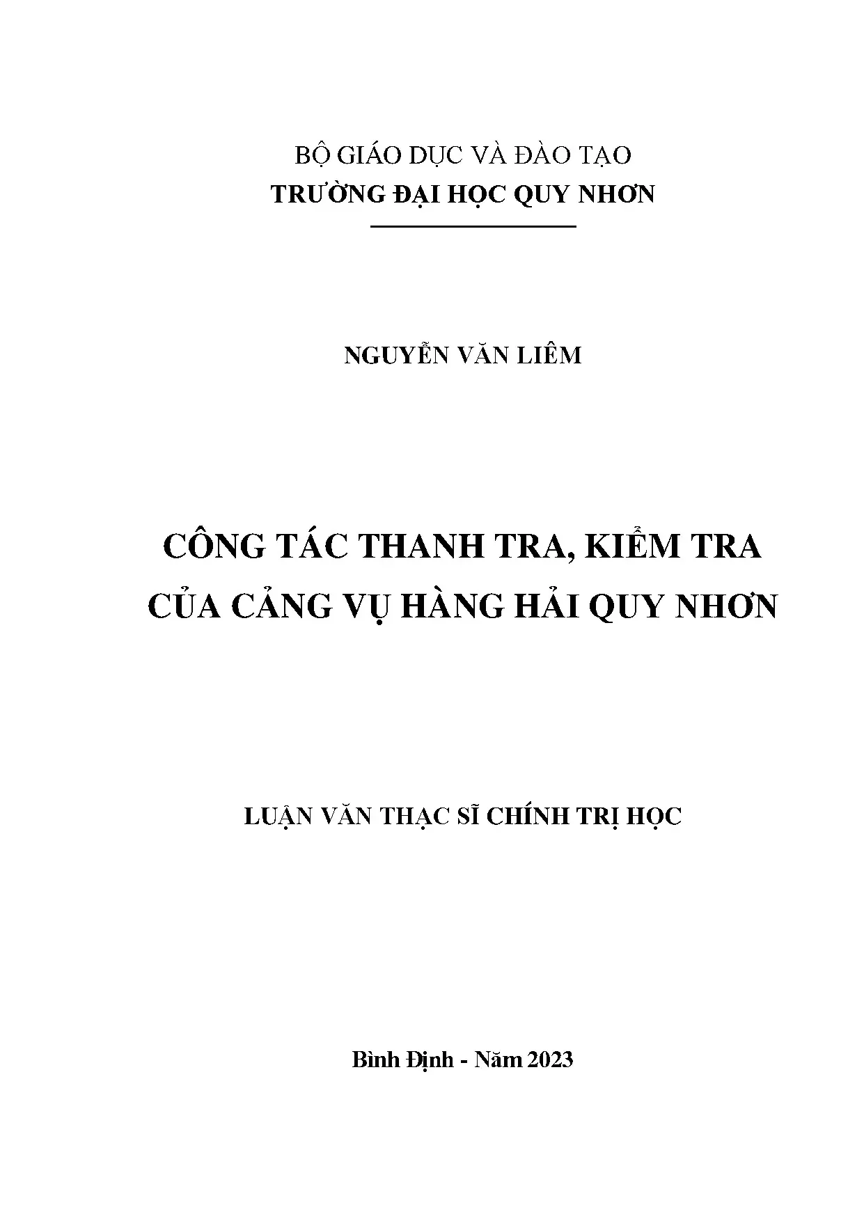 Công tác thanh tra kiểm tra của cảng vụ hàng hải quy nhơn