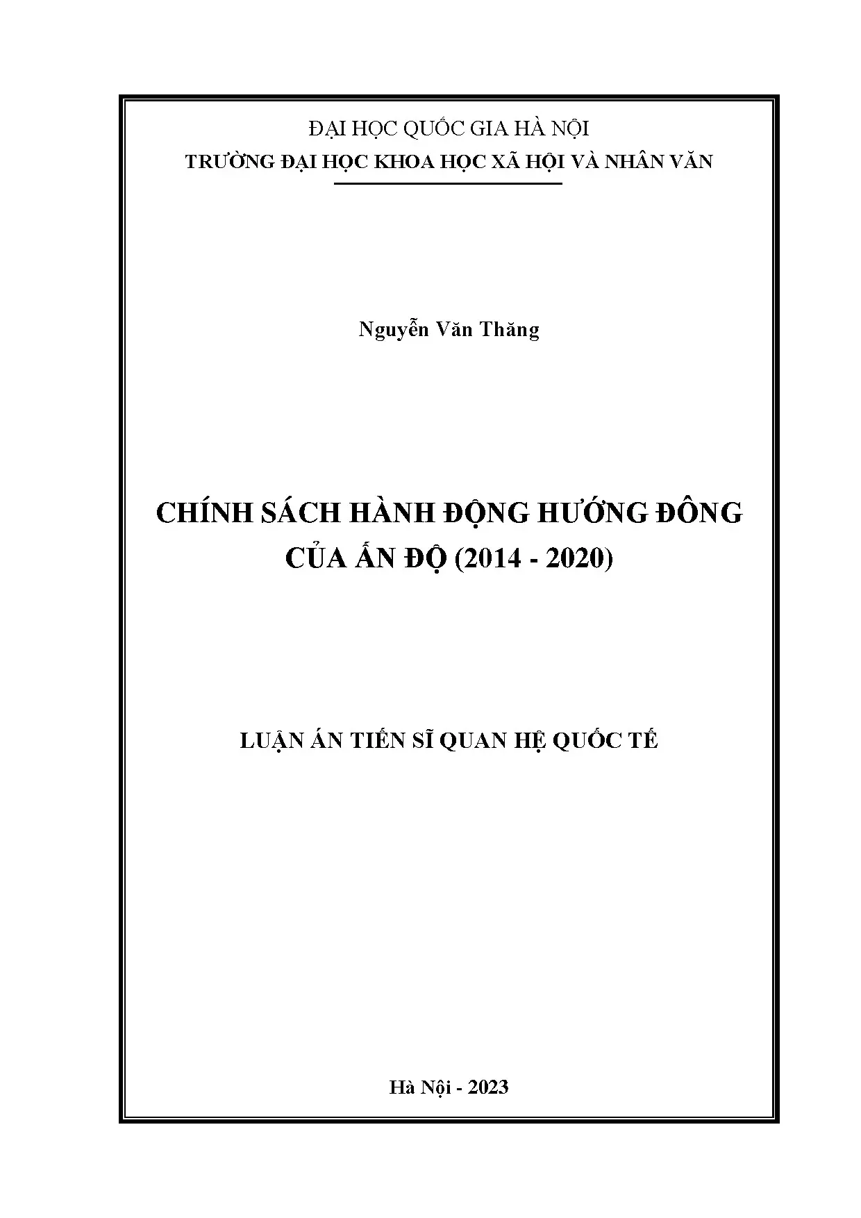 Chính sách Hành động hướng Đông của Ấn Độ 2014 - 2020