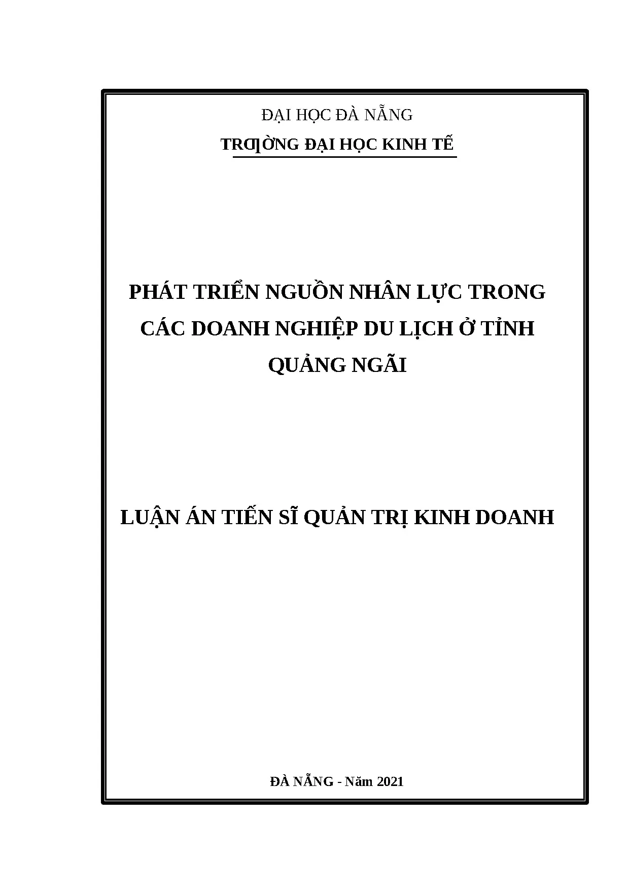 Phát triển nguồn nhân lực trong doanh nghiệp du lịch Quảng Ngãi