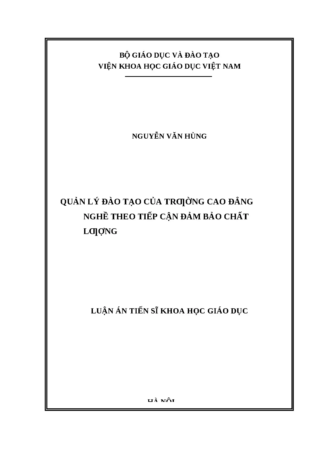 Luận án quản lý đào tạo của trường cao đẳng nghề theo tiếp c