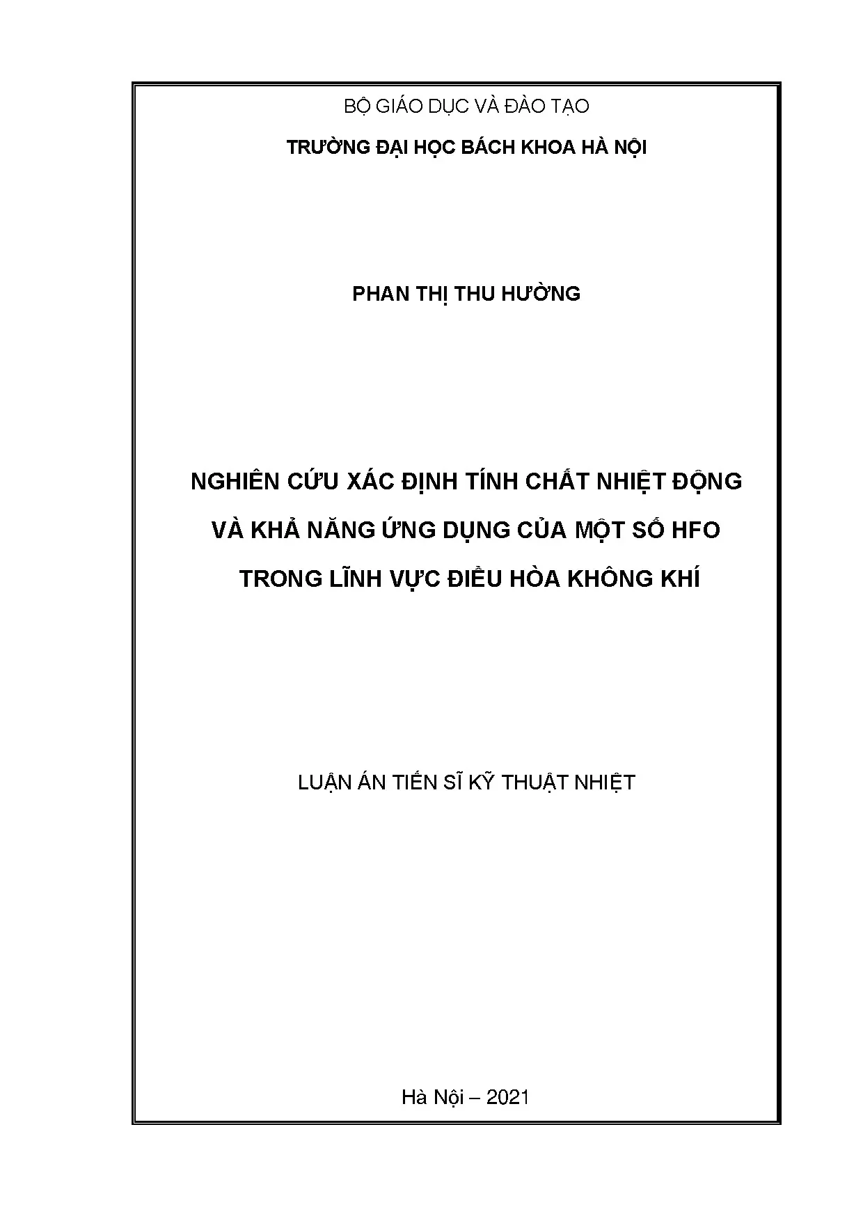 Nghiên cứu xác định tính chất nhiệt động và khả năng ứng dụn