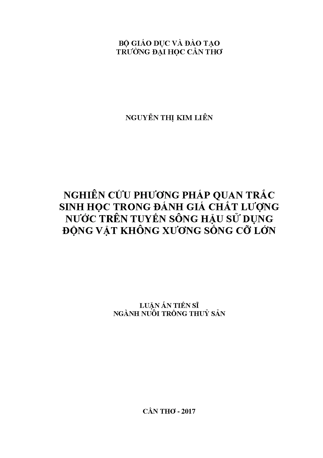 Quan trắc sinh học đánh giá chất lượng nước sông Hậu