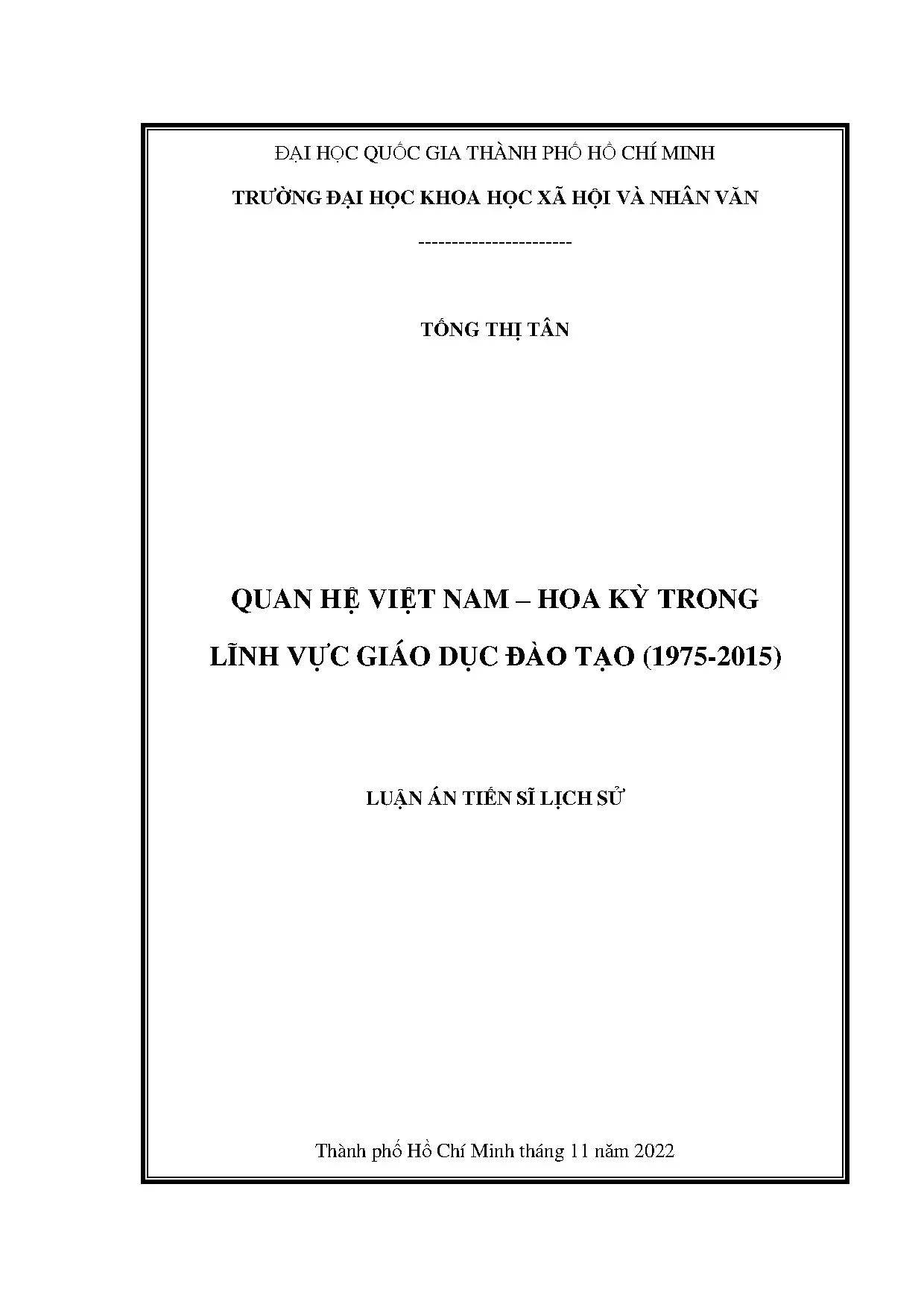 Quan hệ việt nam hoa kỳ trong lĩnh vực giáo dục đào tạo 1975