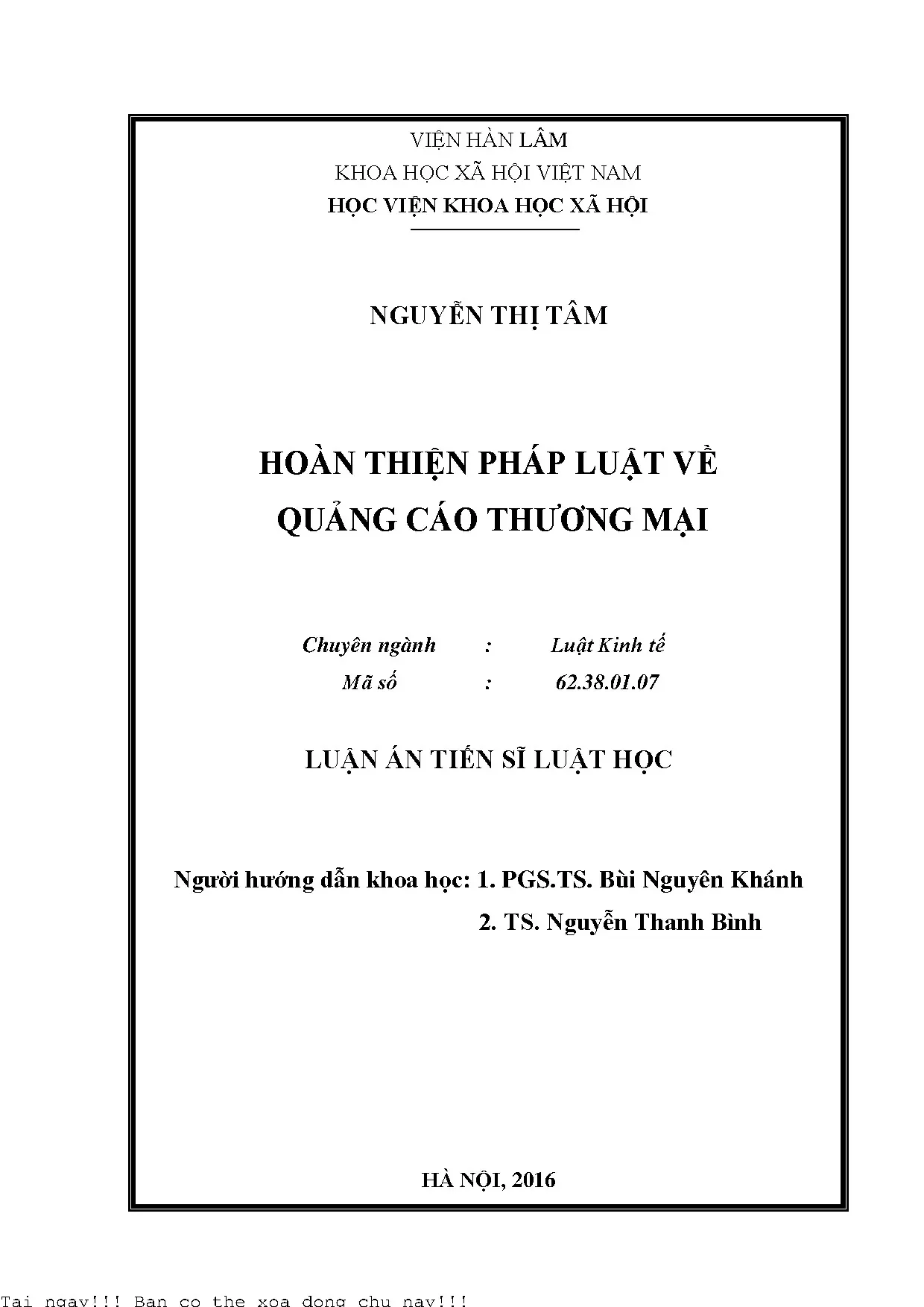 Hoàn thiện pháp luật quảng cáo thương mại Việt Nam