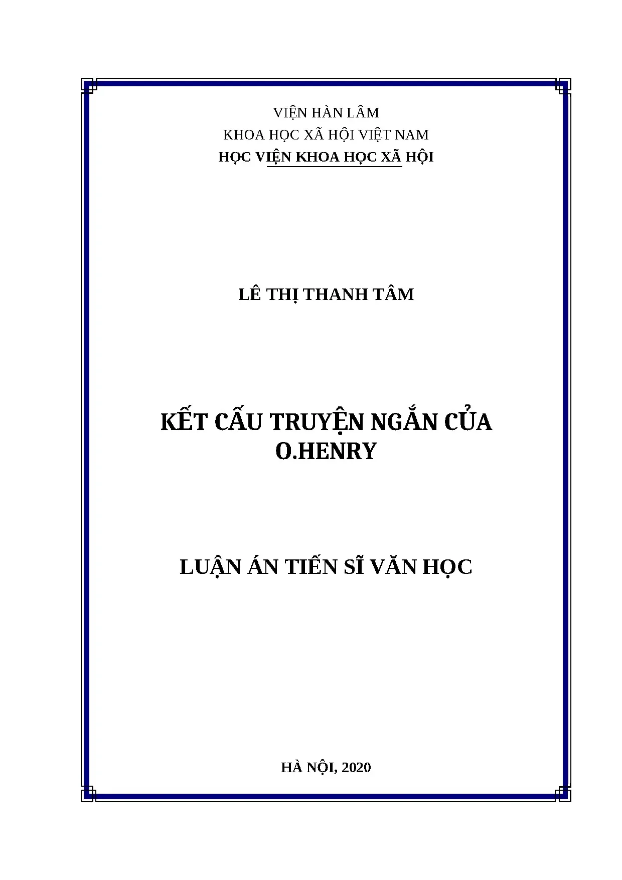 Luận án kết cấu truyện ngắn của o henry