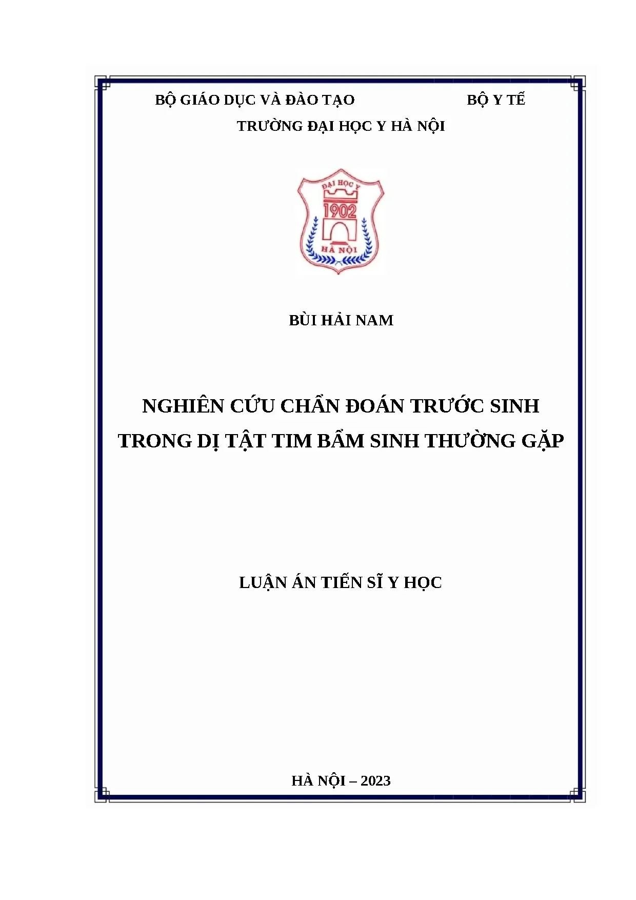 Luận án tiến sĩ nghiên cứu chẩn đoán trước sinh trong dị tật