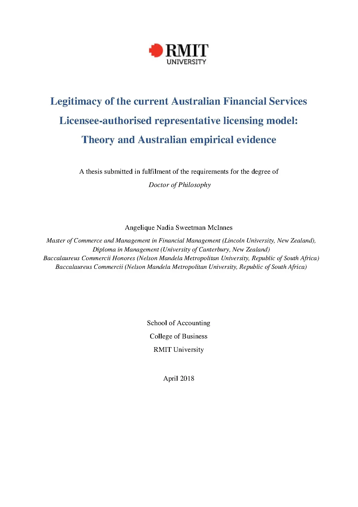 Doctoral thesis of philosophy legitimacy of the current aust
