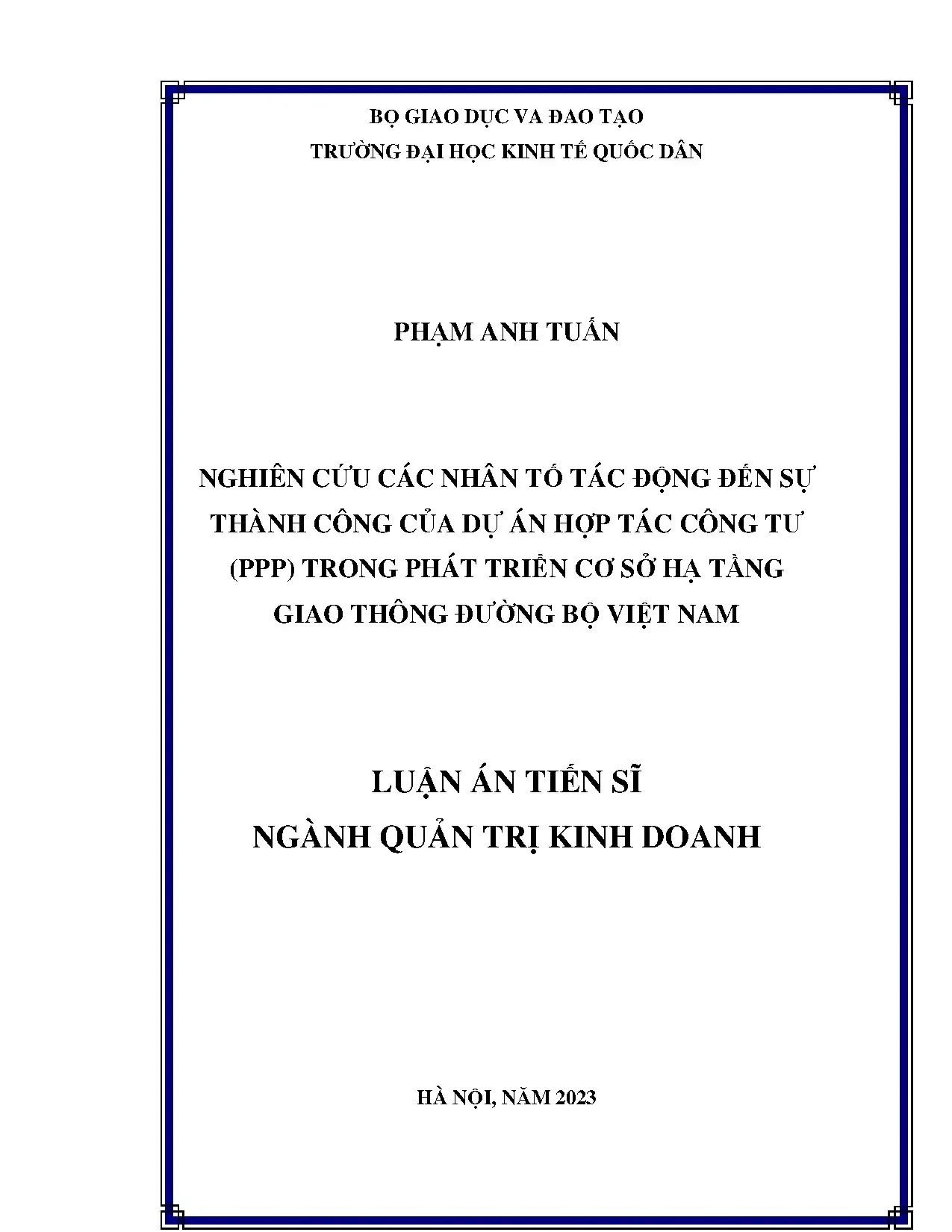 Nghiên cứu nhân tố thành công dự án PPP giao thông Việt Nam