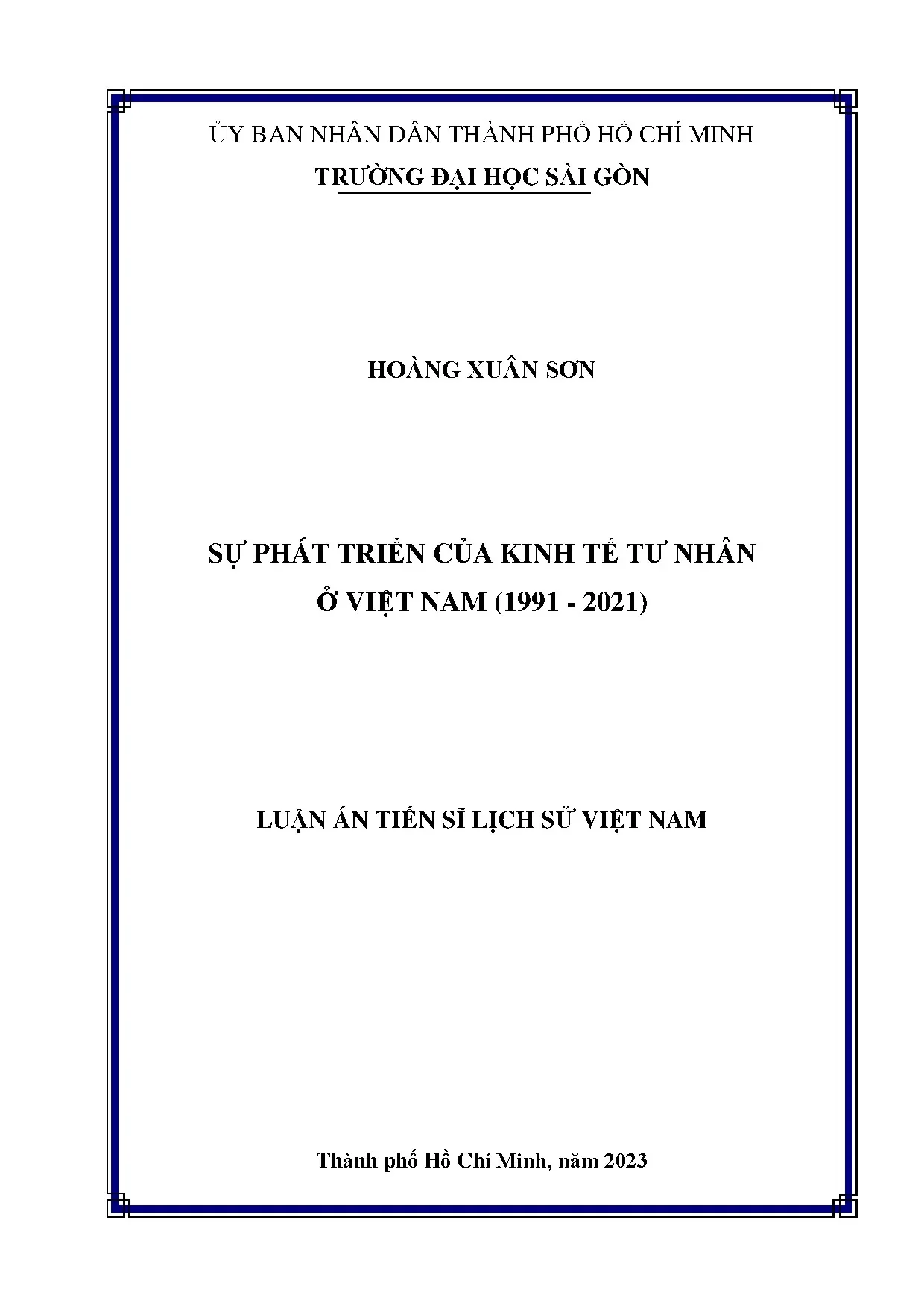 Luận án tiến sĩ sự phát triển của kinh tế tư nhân ở việt nam