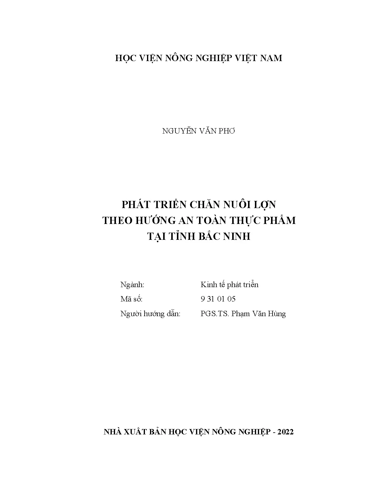 Phát triển chăn nuôi lợn theo hướng an toàn thực phẩm tại tỉ