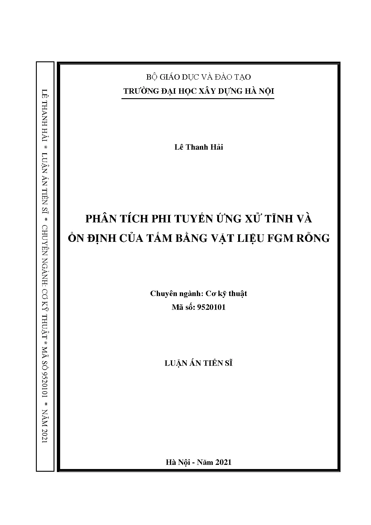Luận án tiến sĩ phân tích phi tuyến ứng xử tĩnh và ổn định c