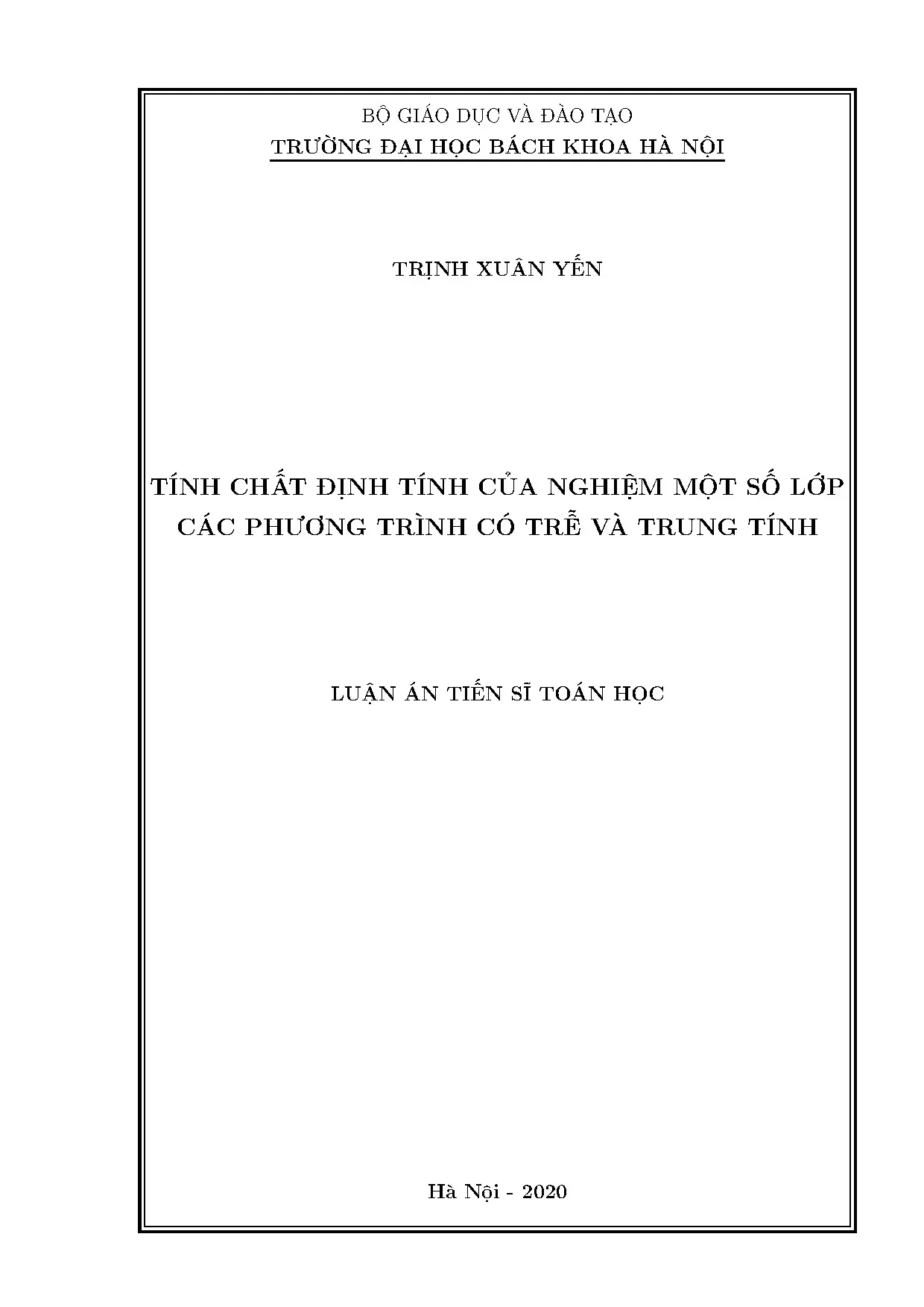 Tính chất định tính của nghiệm phương trình đạo hàm riêng