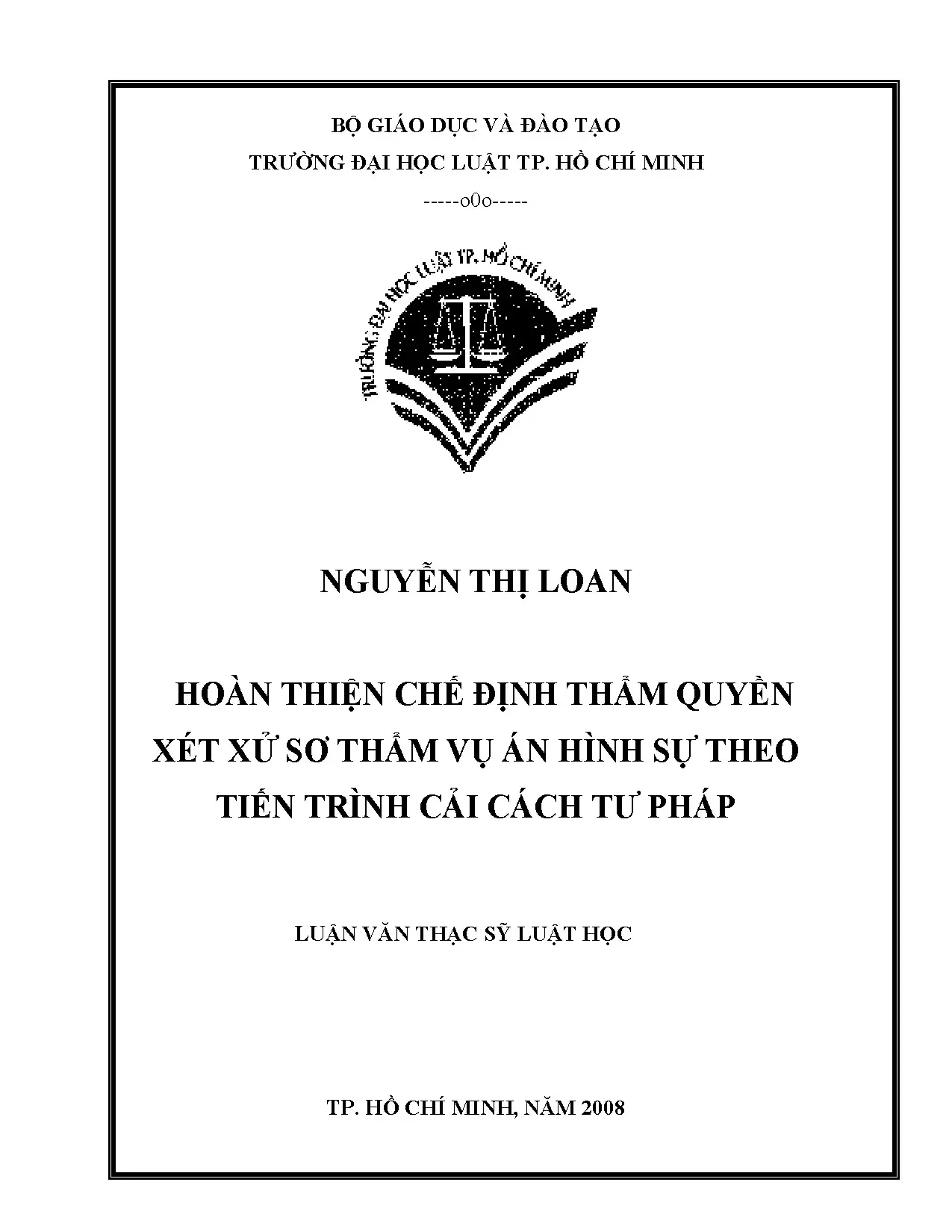 Hoàn thiện chế định thẩm quyền xét xử sơ thẩm vụ án hình sự