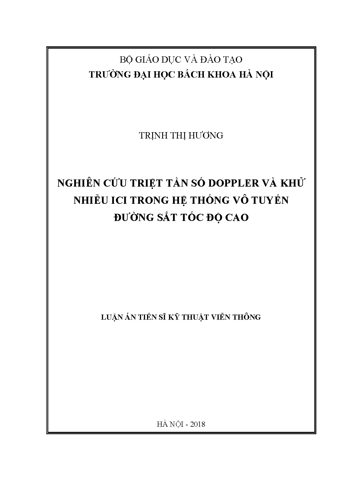 Nghiên cứu triệt tần số Doppler trong hệ thống vô tuyến đường sắt