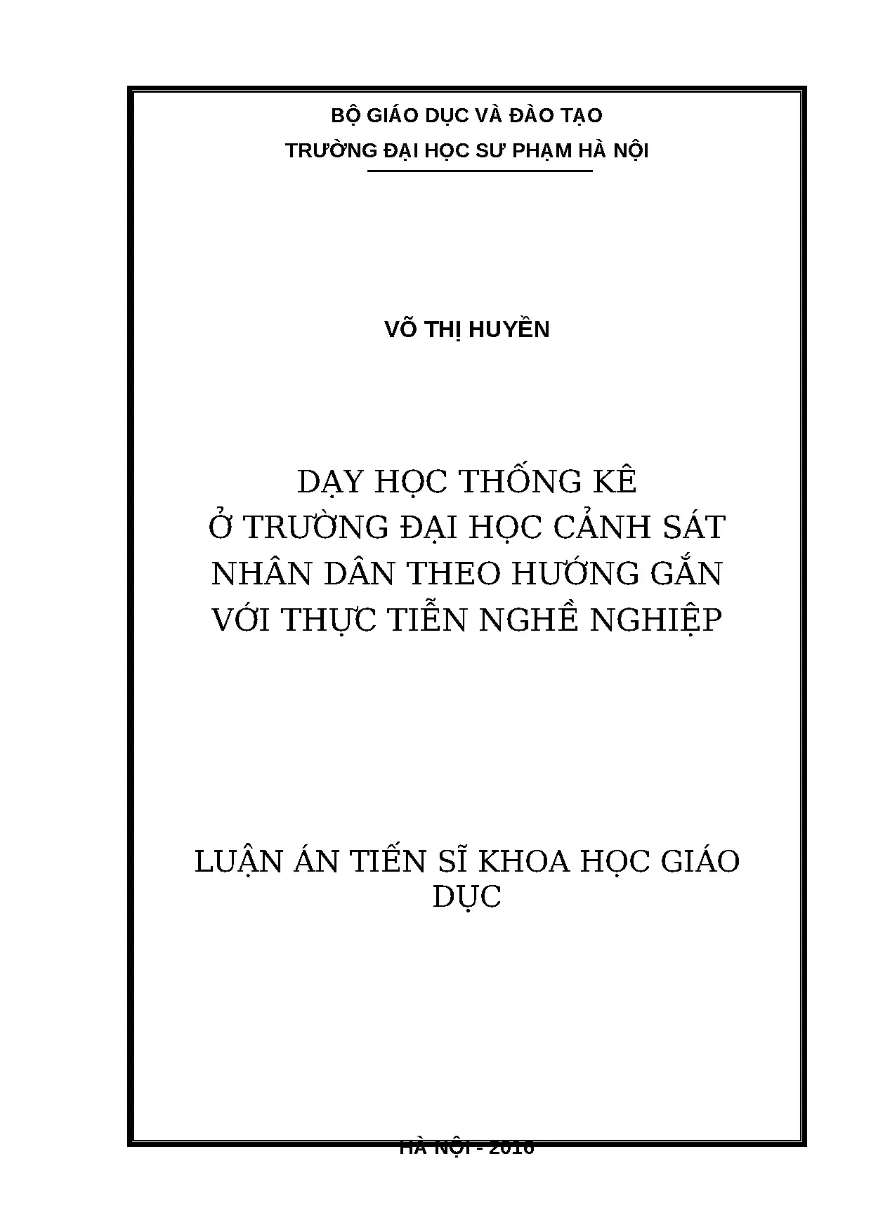 Luận án dạy học thống kê ở trường đại học cảnh sát nhân dân